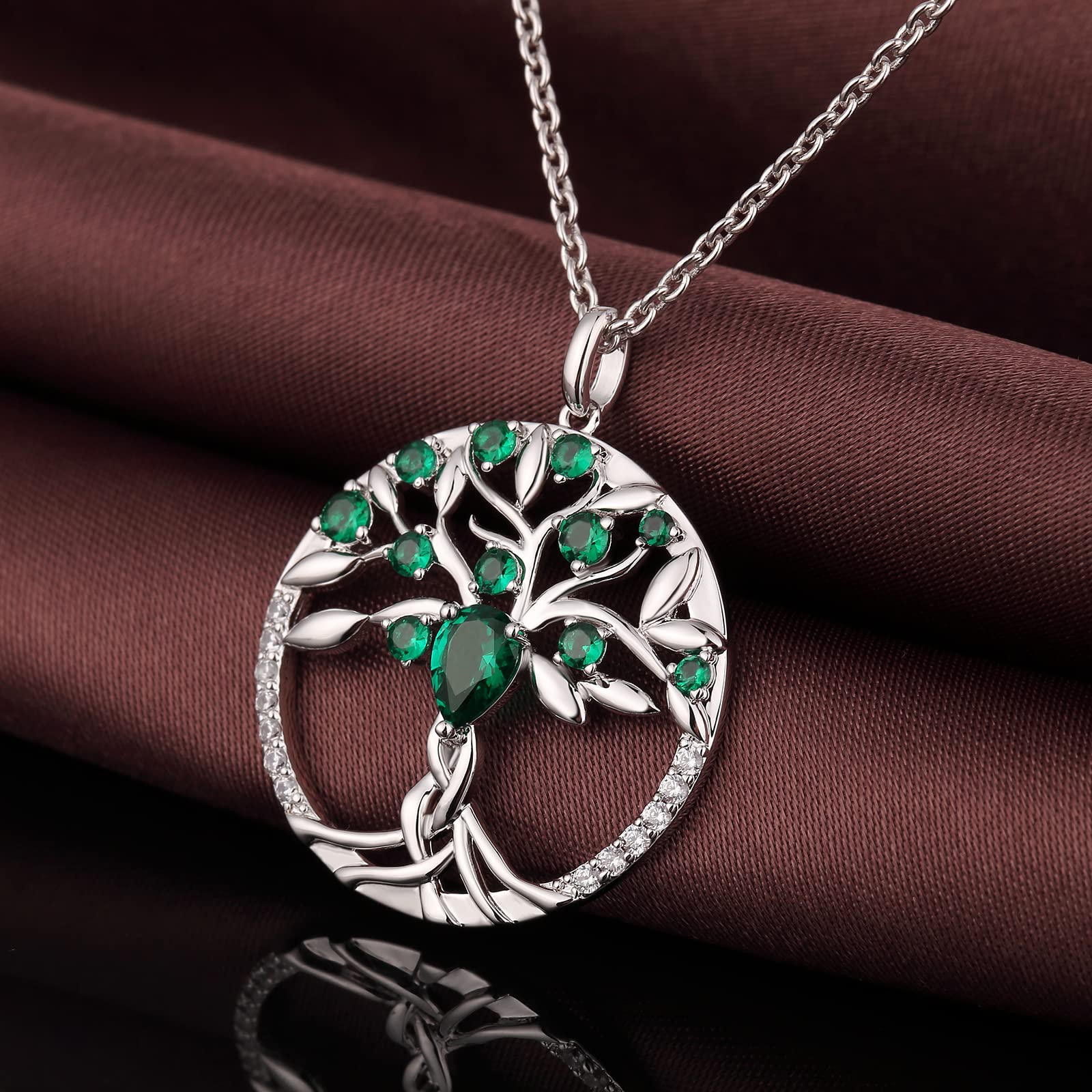 18K Oro Placcata Collana Albero Della Vita con Cristalli di 5A Zirconia Cubica Collana Donna Gioielli, Idee Regalo Festa Della Mamma Regalo Donna Originale per Mamma Lei Compleanno Anniversario