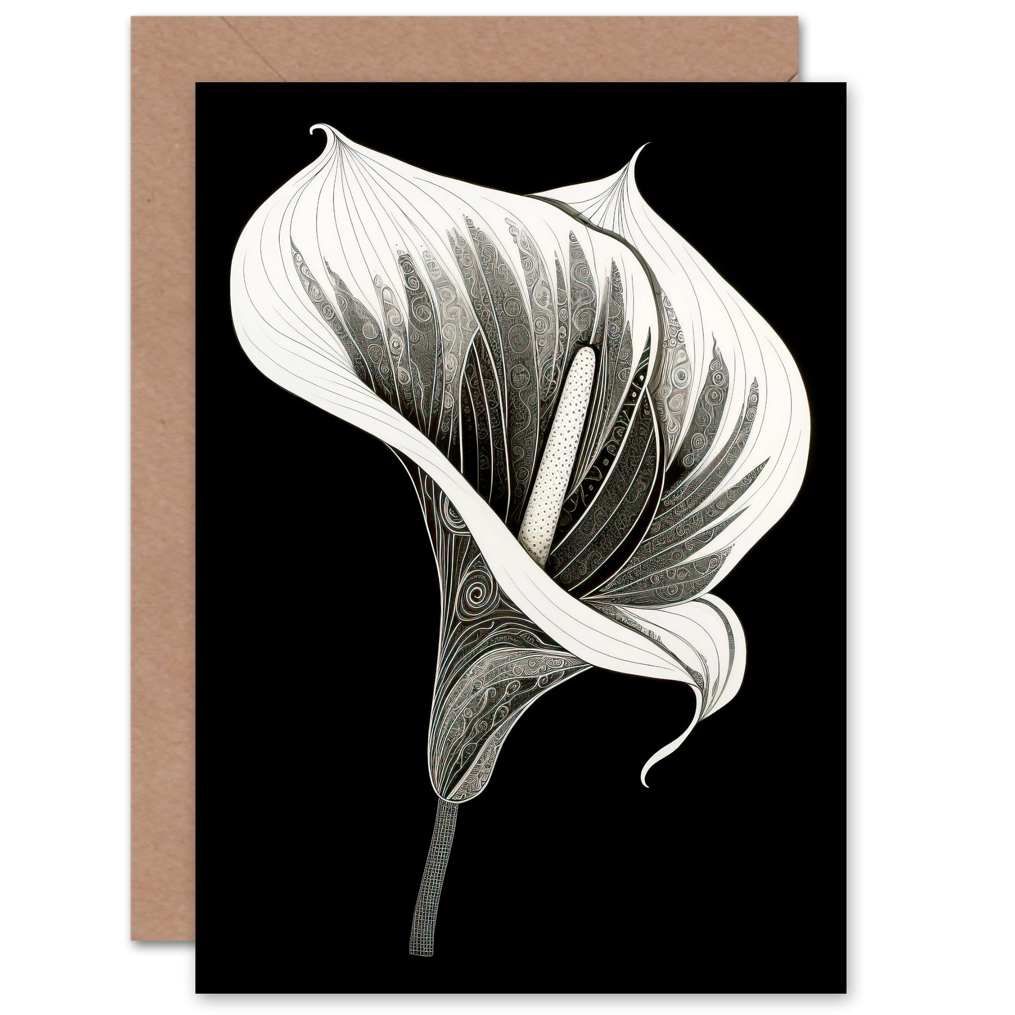 Artery8 Batik Cala Lily Flower for Wife Her Mum Sister Daughter Mom Gran Nan Sympathy Thinking of You Get Well Soon Blank Art Greeting Card