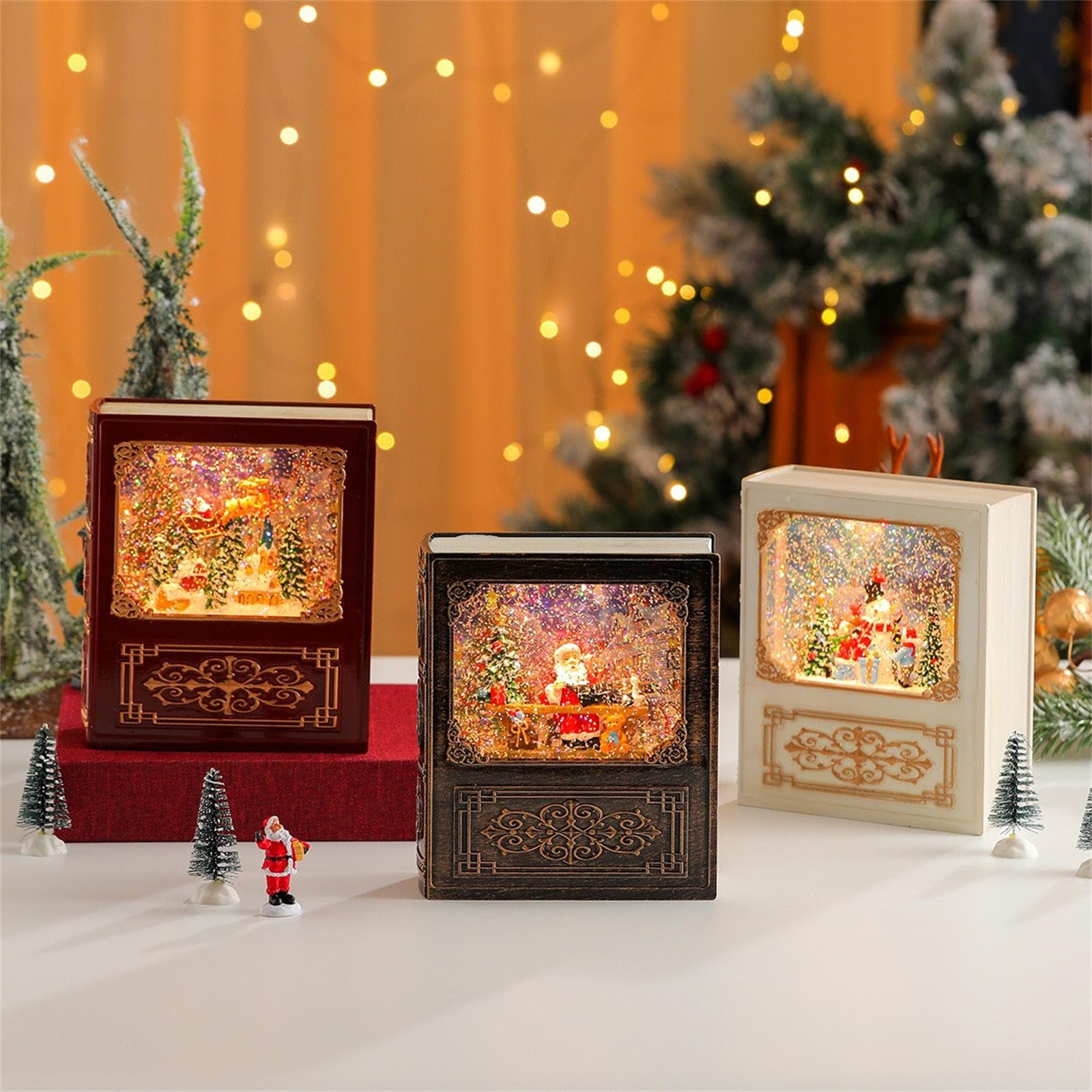 Caja de música para decoración de estantería navideña, A