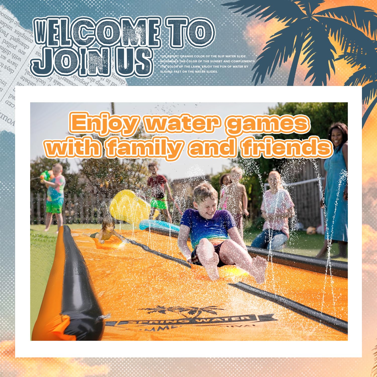Rutsch- und Wasserrutsche für Kinder und Erwachsene, extra lange Wasserrutschen für den Hinterhof, eingebauter Sprinkler mit zwei Bodyboards, robustes Sommer-Outdoor-Hinterhof-Wasserspielzeug