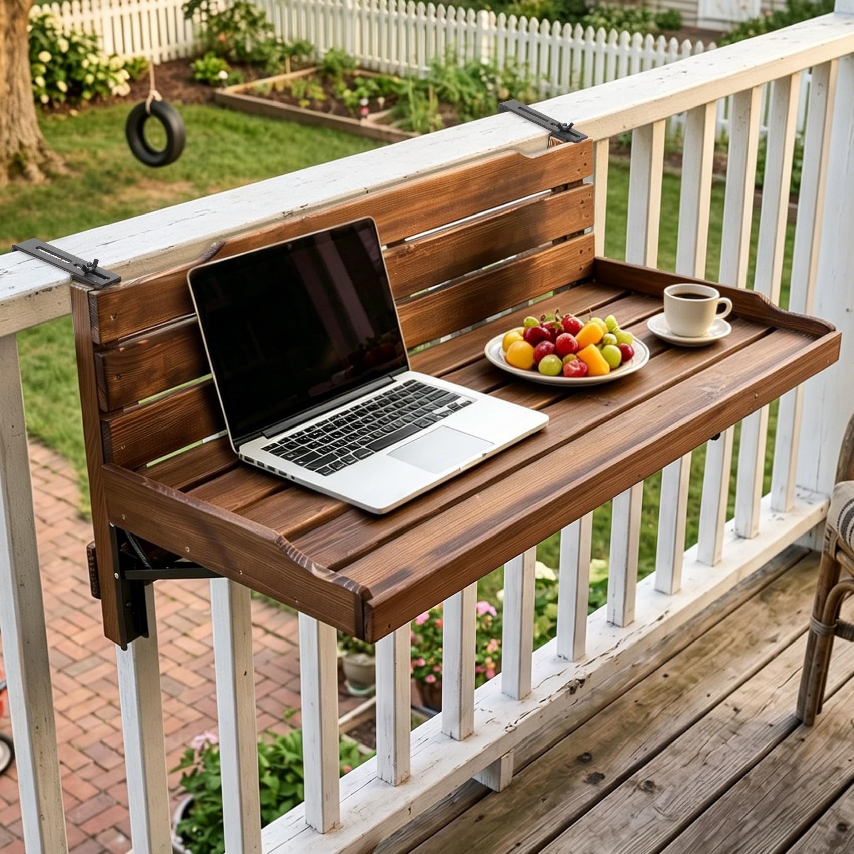 Diagram showing the dimensions of the balcony bar table: 90cm/35.4in length, 40cm/15.7in depth, and 30cm/11.8in height.