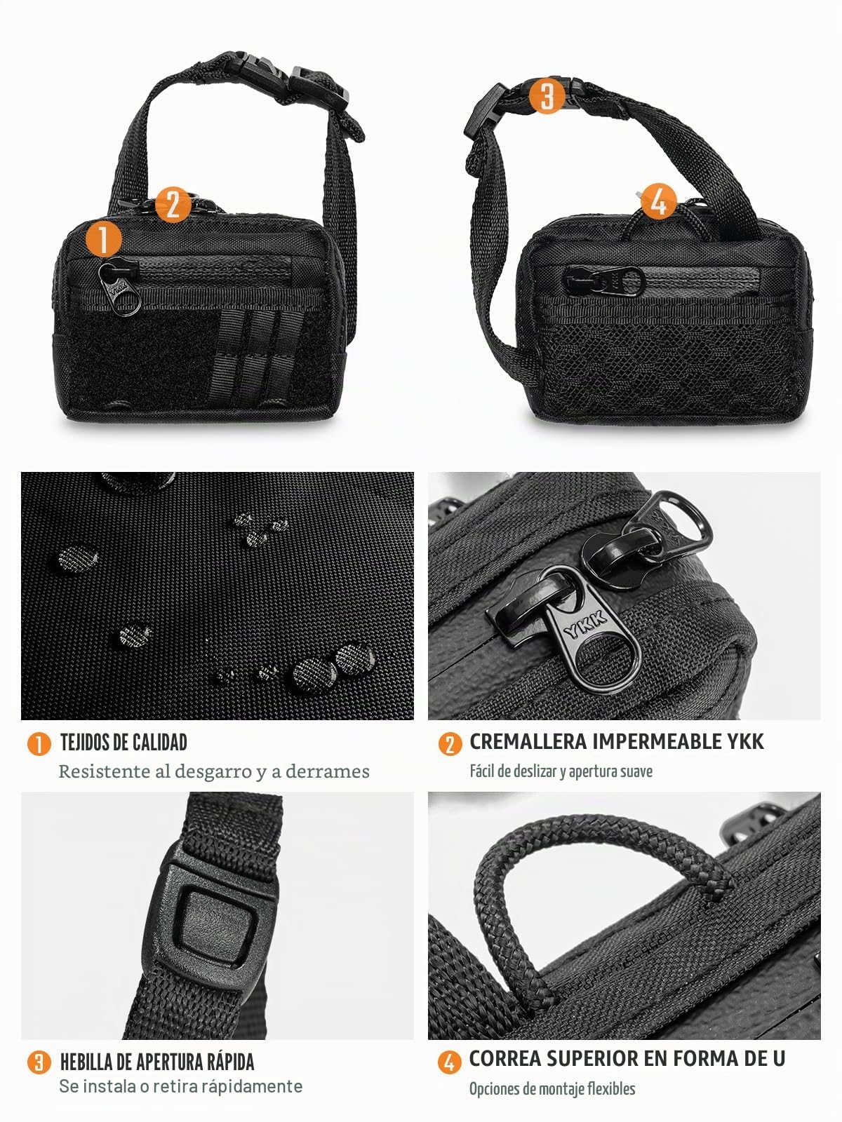 TACTICAL_GEEK Storage A18 EDC Utility Pouch - Bolsa compacta para auriculares inalámbricos con cierre rápido, mini monedero, para uso diario, viajes al aire libre, Negro , mini, Monedero