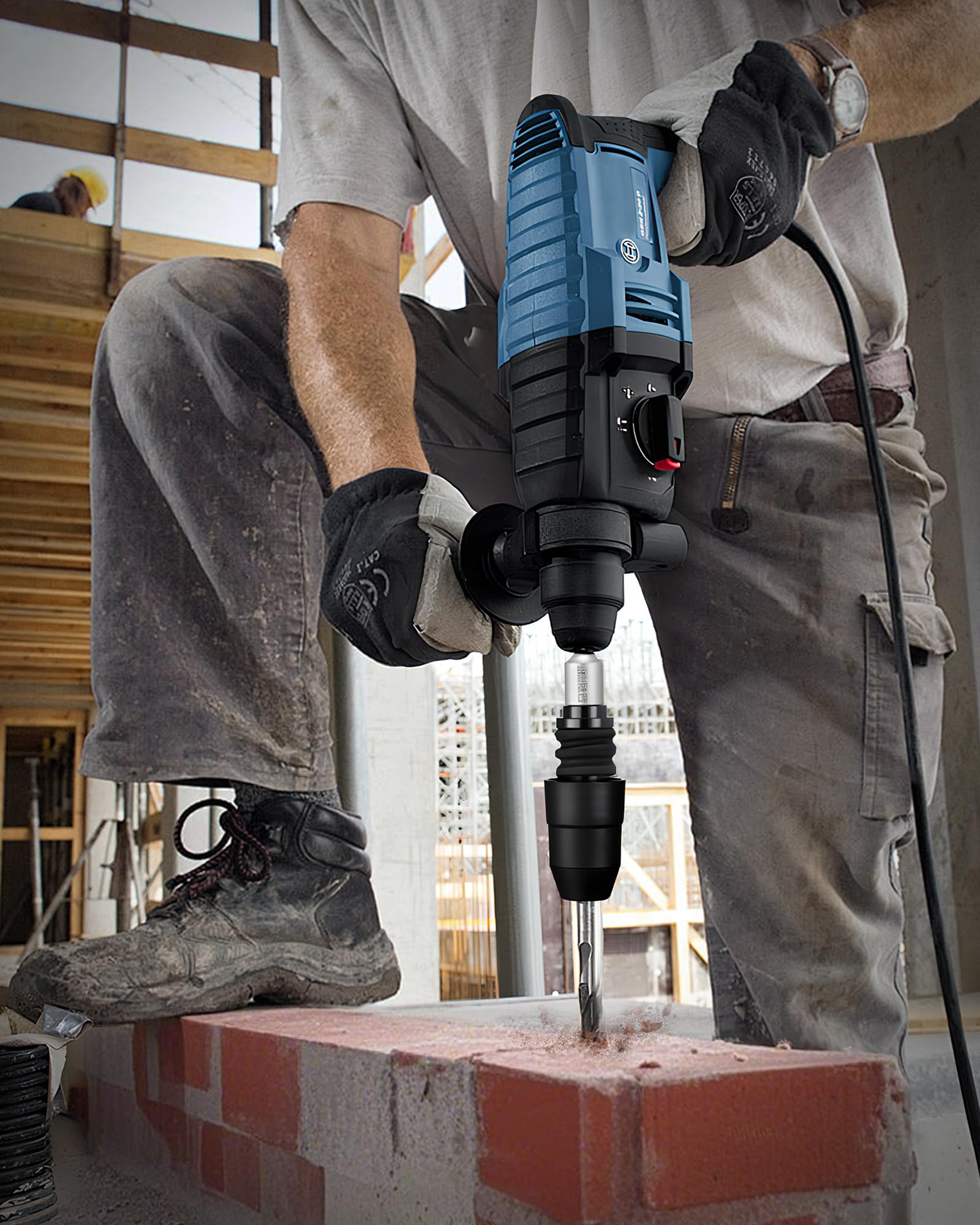 TGFTGF Adaptador SDS-Plus a SDS-Max, adaptador de aleación de acero de 8-1/4 pulgadas para taladros de martillo giratorio, adaptador de broca duradero para trabajos de hormigón y demolición, hogar