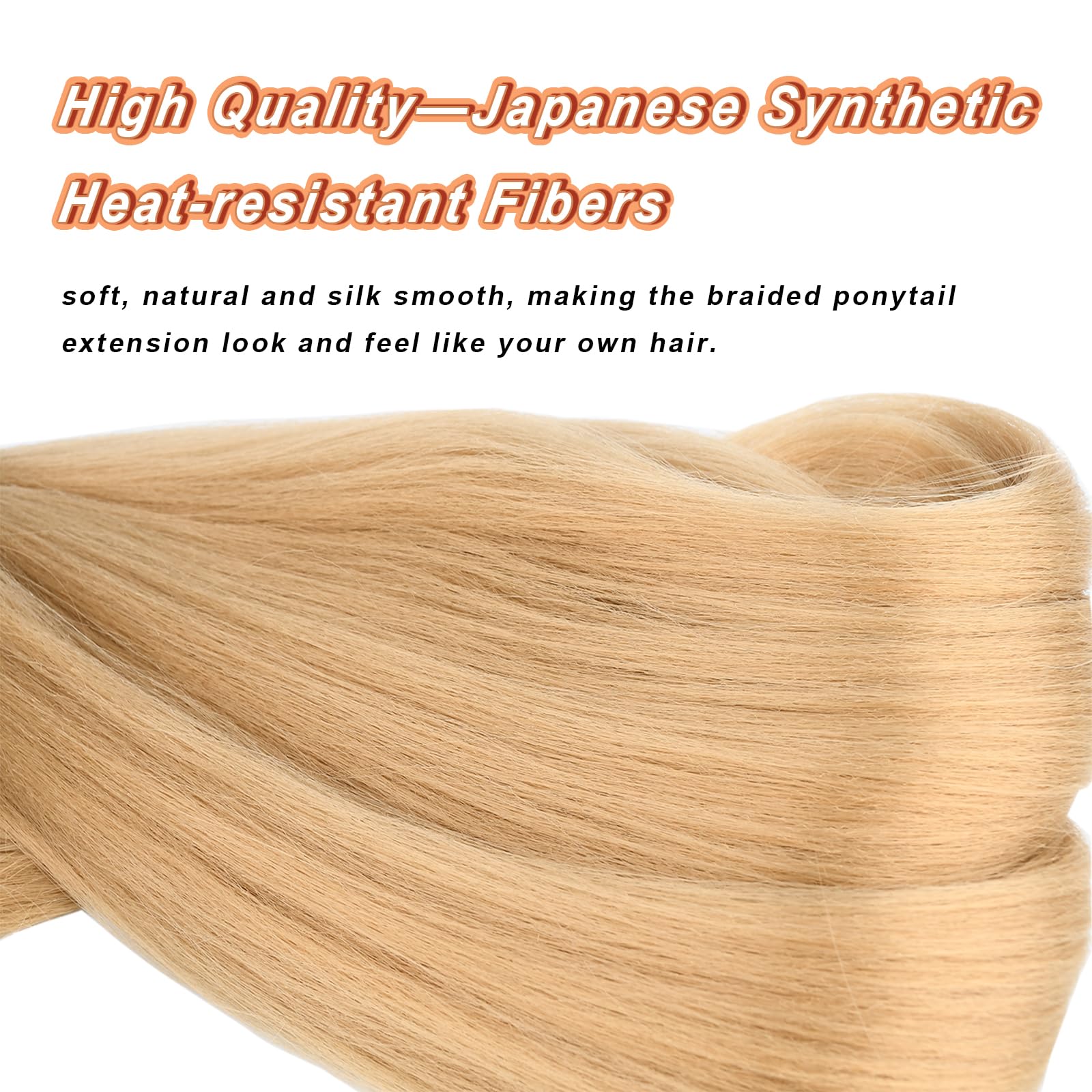 Gledola Long Braided Ponytail Extension 30 Inch Pre stretched Braiding Hair Extensions DIY Braid Ponytail Synthetic Hair Piece (Champagne - Image 4