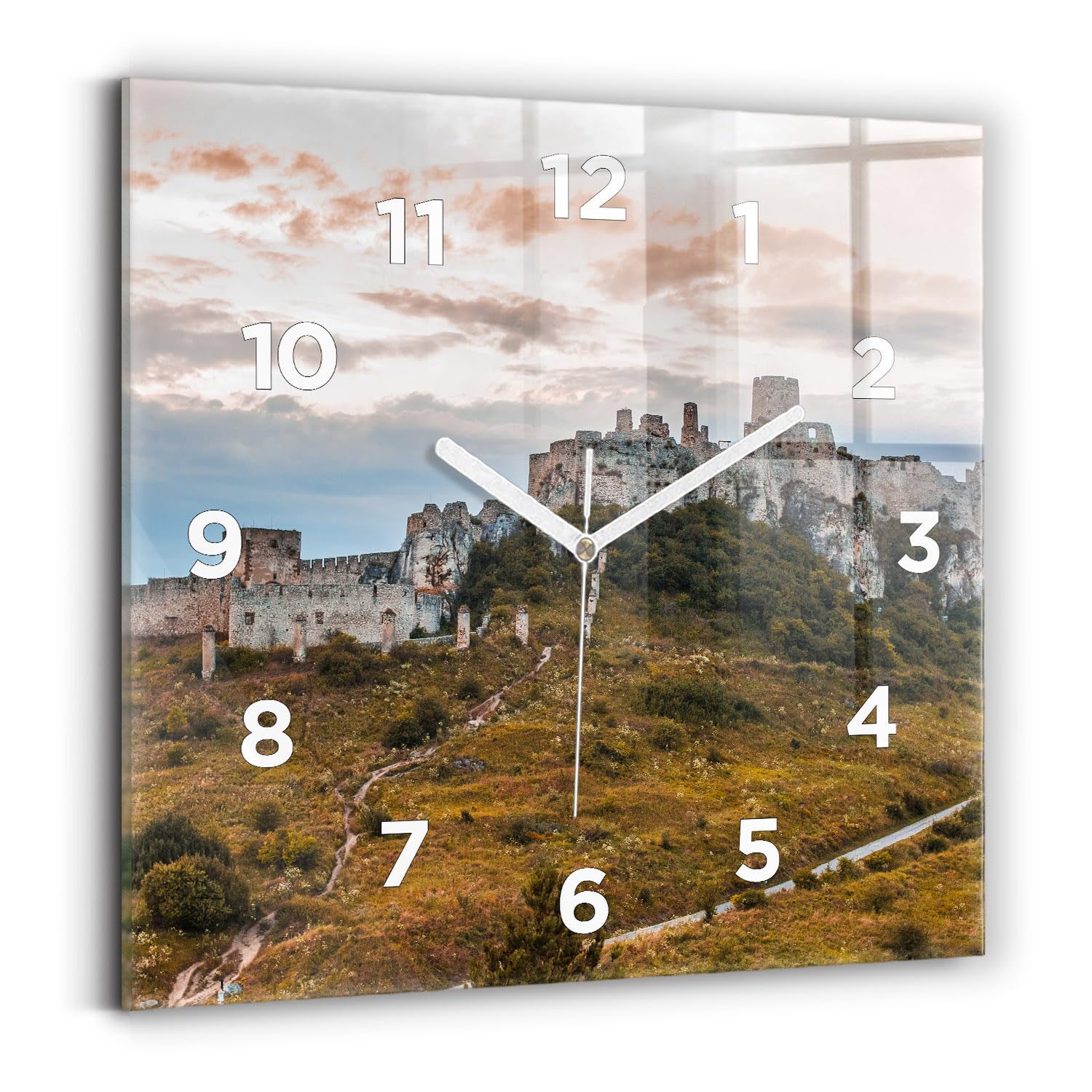 Horloge murale moderne Wallfluent de qualité supérieure avec motif Castle Spis