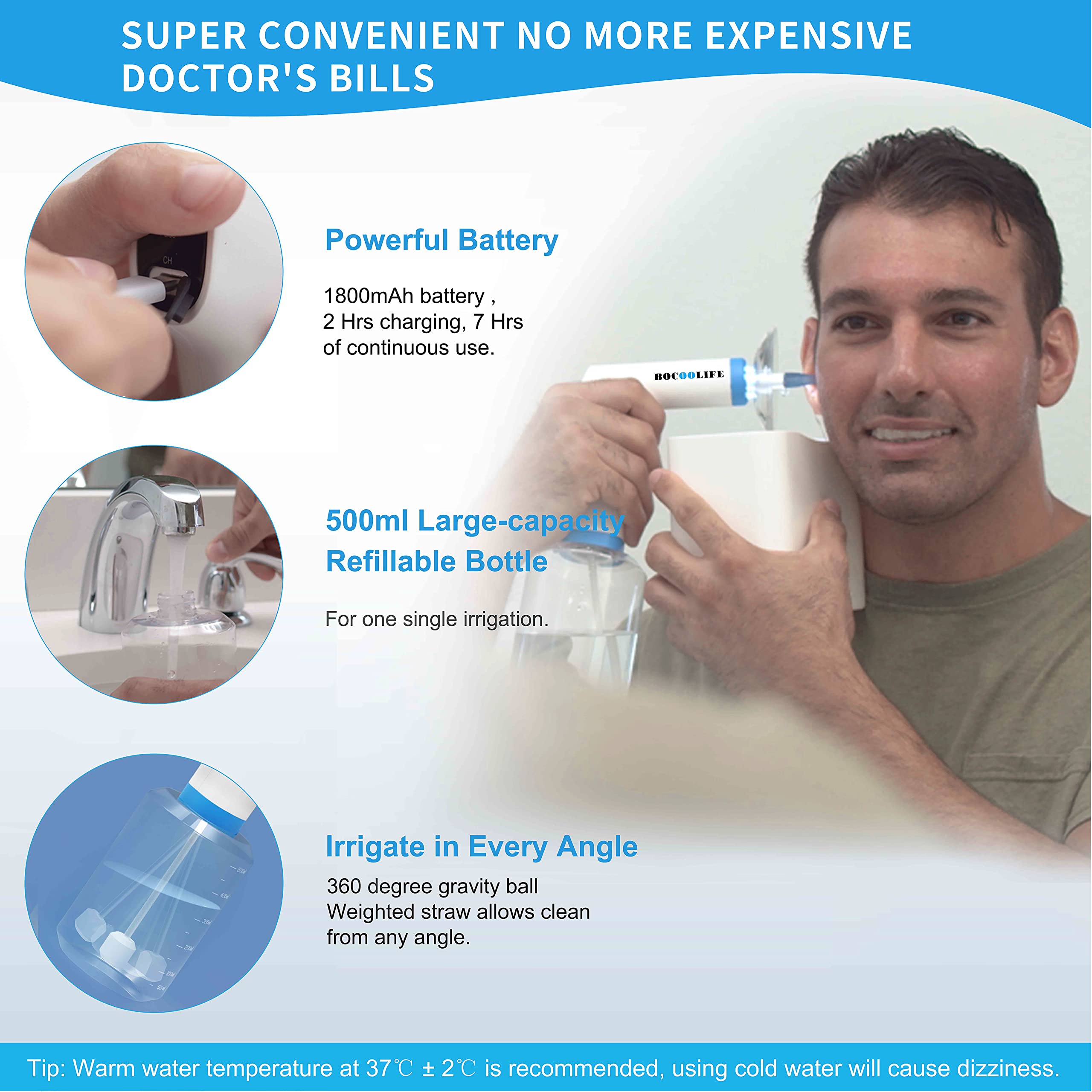 Buy BOCOOLIFE Electric Earwax Remove Removal Ear Irrigation System Kit