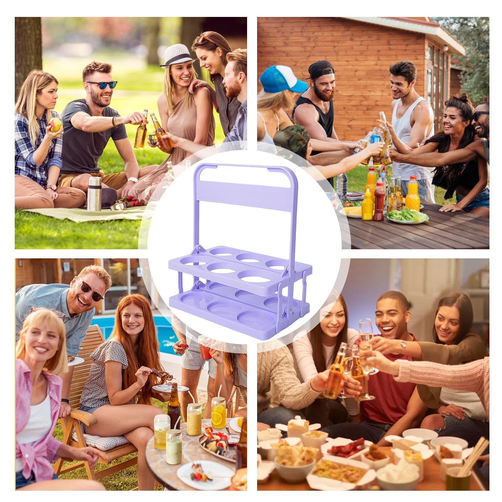 Bierflesdrager - Opvouwbare Drinkhouder Voor BBQ & Camping | 6-hole Drankrek Voor Thuisgebruik | Portable Handle Voor Restaurant En Picknick, Duurzame Organisator Voor Buitenevenementen En Reize