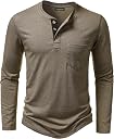 LucMatton Men's Lightweight Long Sleeve Henley T-Shirt