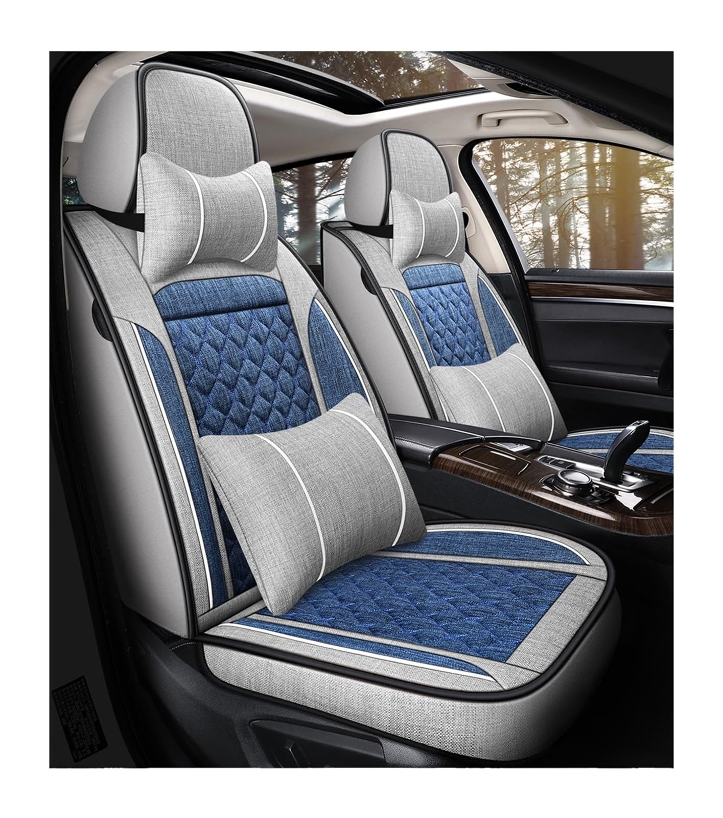 Housse siège voiture universelle en lin gris bleu pour KIA Ceed Rio Picanto 5 places