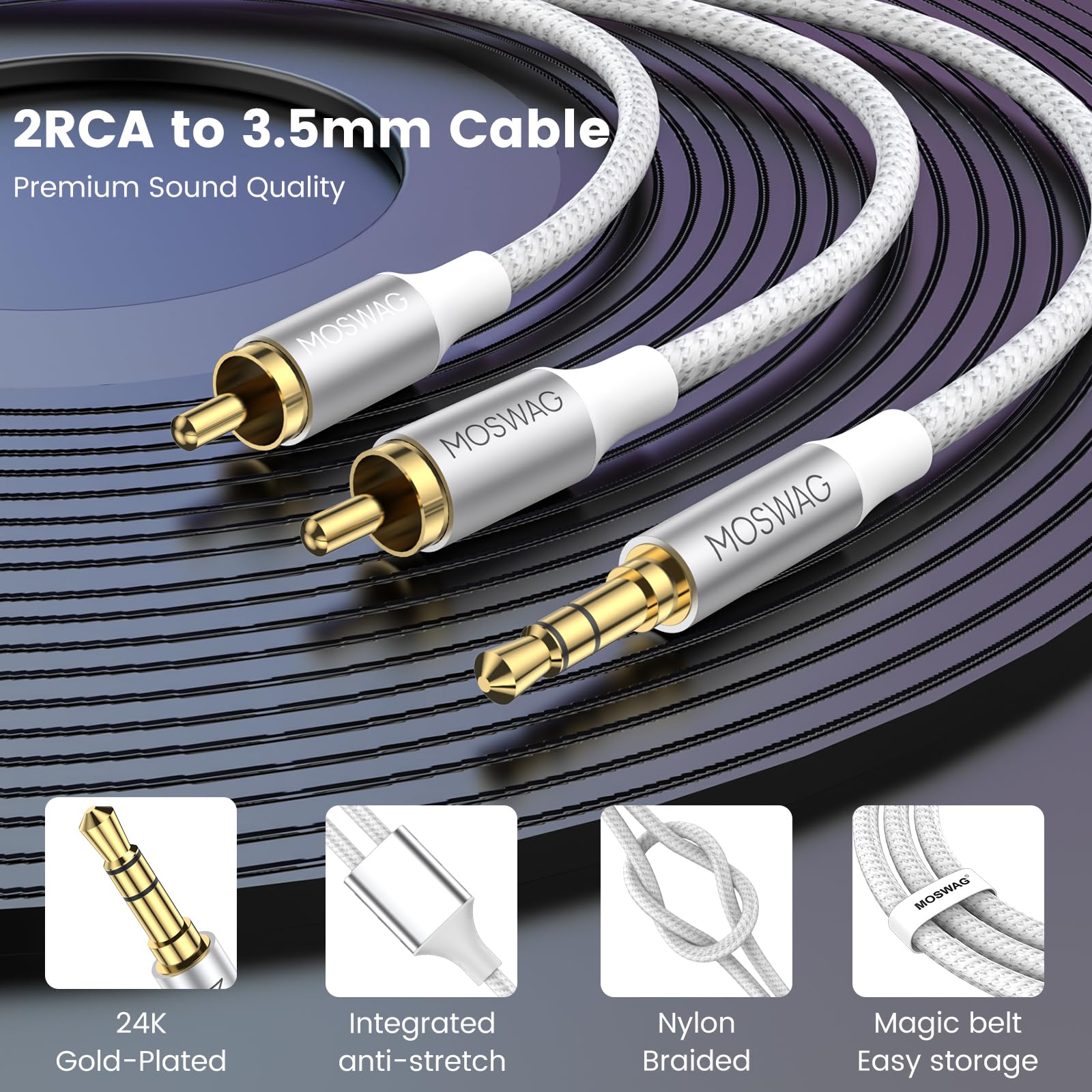 Adaptador Audio Video 1.5m Cable AV 3.5mm A RCA