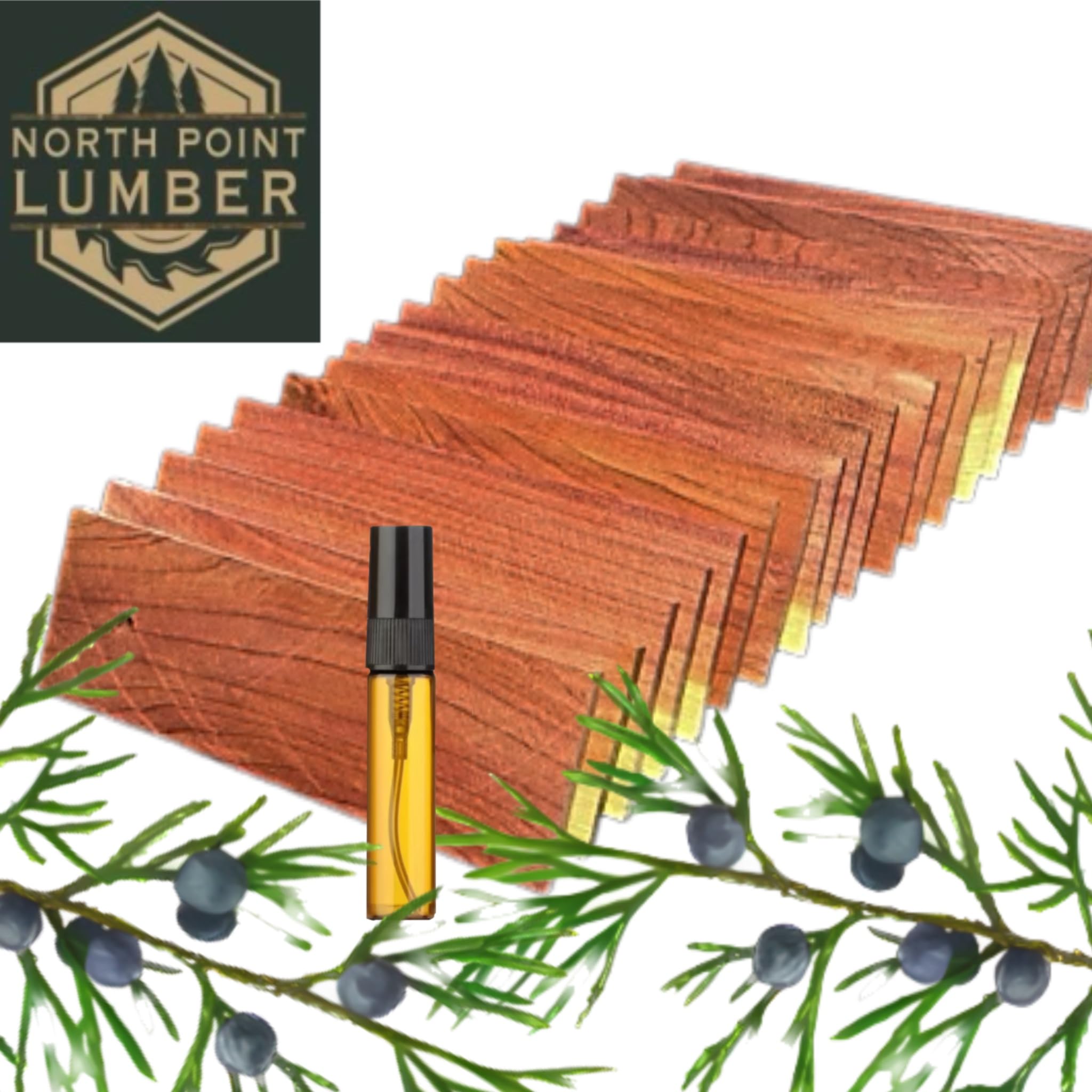 North Point Lumber15 Aromatic Cedar Block Hang-Ups and 5 ML Cedar Oil for Clothes Storage, Air Freshening & Deodorizing in Closets, Pantries, Bathrooms, Cars - Fresh Aromatic Eastern Red Cedar