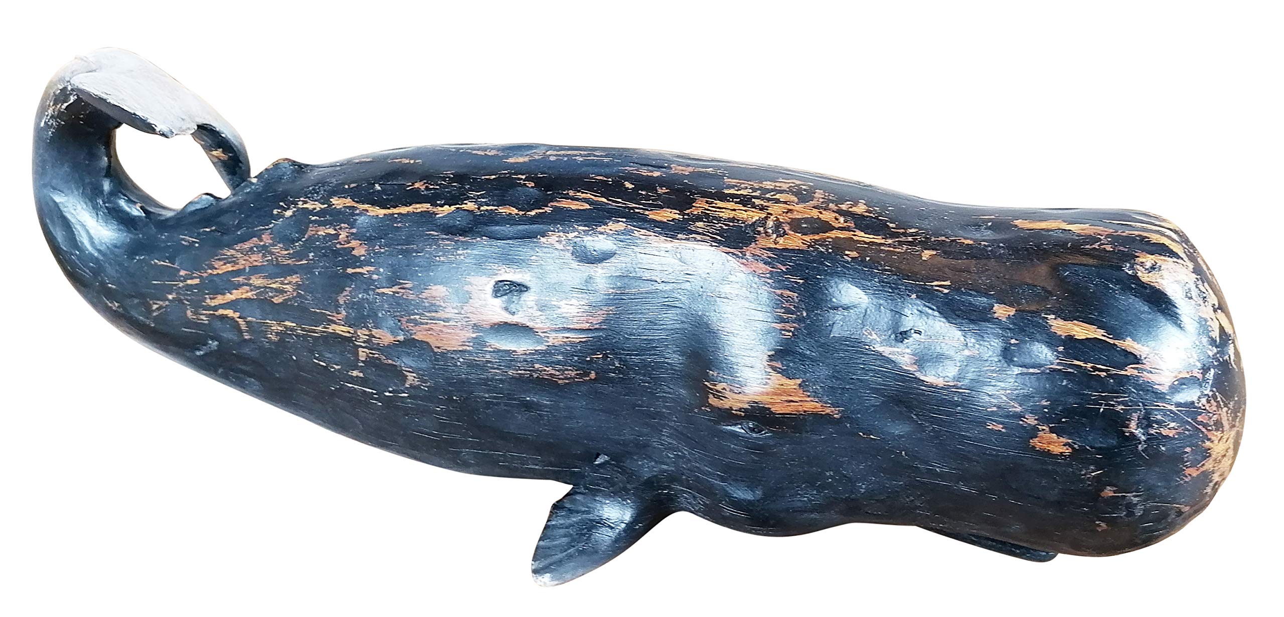 MichaelNoll Wal Walfisch Fisch Dekofigur Statue Skulptur Polyresin Modern - Maritime Deko für Wohnung in Holz-Optik - Dekoration für Wohnzimmer, Schlafzimmer oder Badezimmer - 47x16x15,5 cm