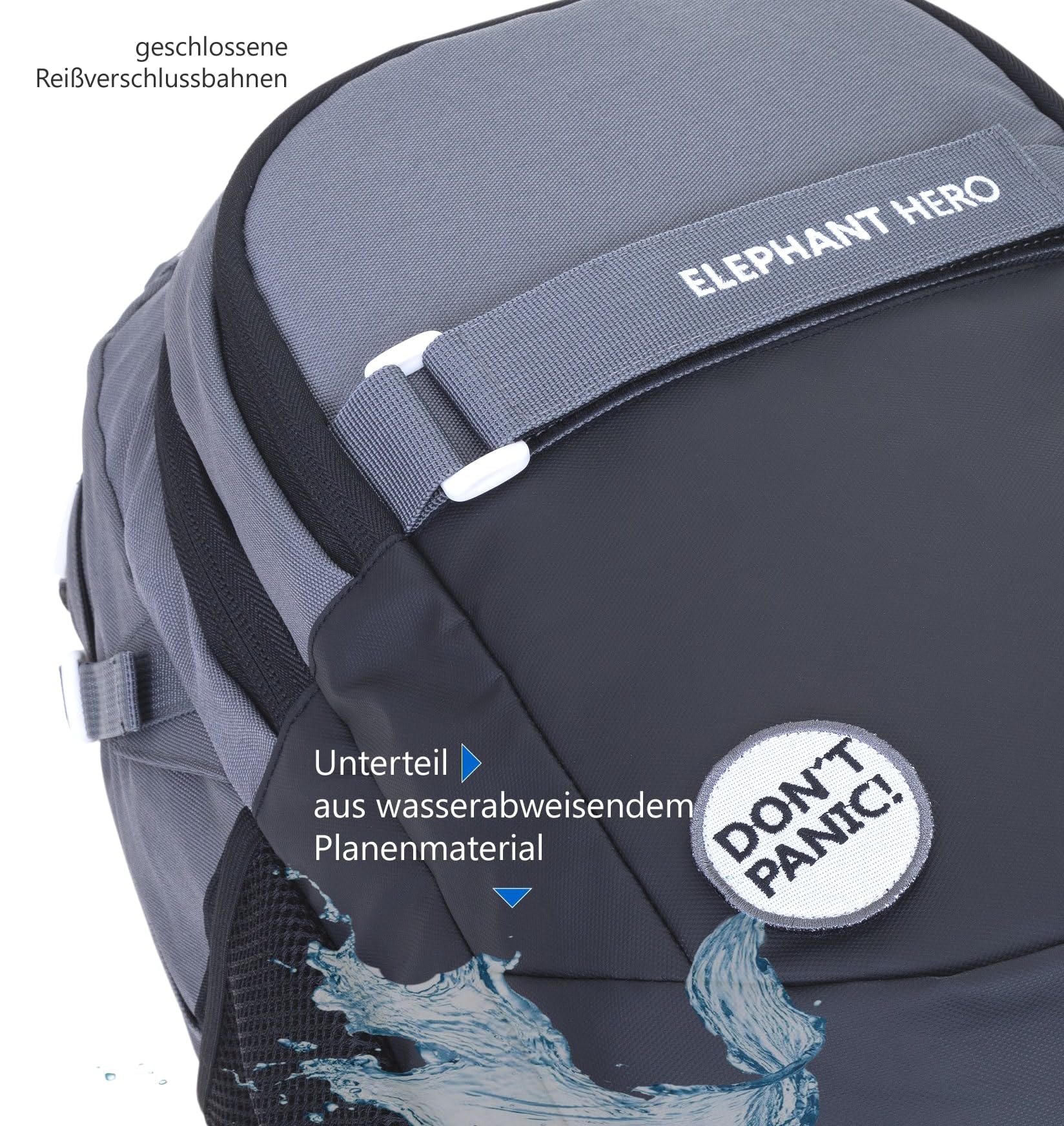 Elephant Schulrucksack 4 Teile Set Hero Rucksack 13047 CB Schwarz rtmf | Signature Jungen Mädchen Schultasche mit Sportbeutel Turnbeutel Mäppchen Flasche Anthrazit