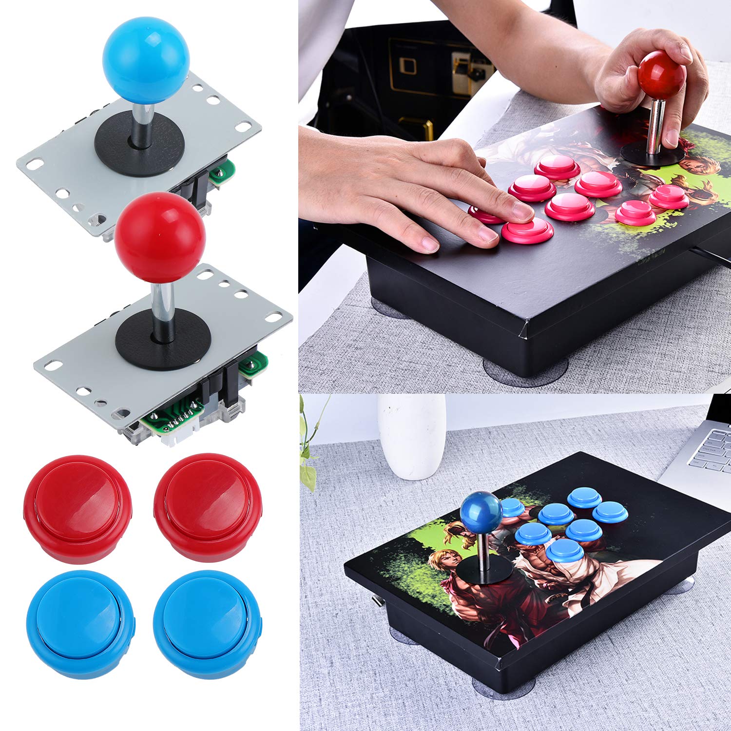 Keesin Arcade tuşları ve 2 oyuncu için Joystick, Windows ve