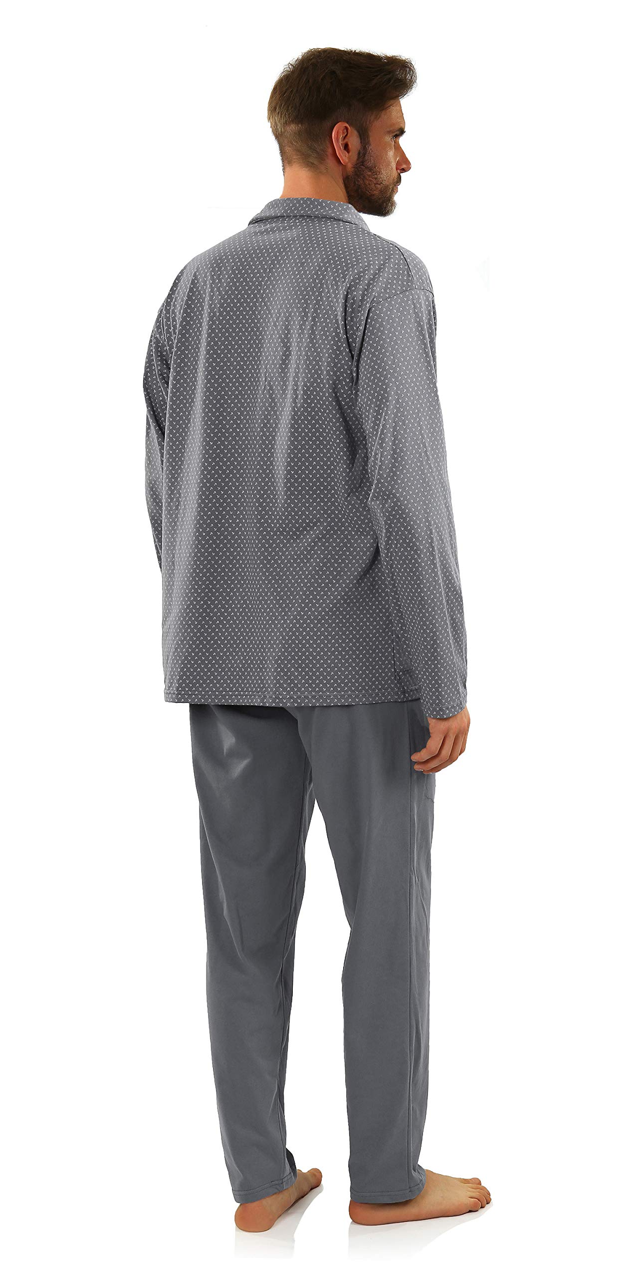 sesto senso Pigiama Uomo Abbottonata Cotone Lungo Set Pigiami Bottoni Classici Due Pezzi Lingerie Maniche Lunghe Pantaloni Lunghi
