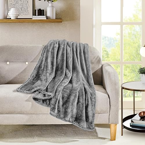 Miniatura 2 de Bourina - Cobija de franela, manta lujosa de forro polar liso de microfibra violeta liviana y cálida