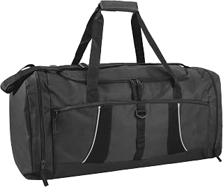 엑스트라 라지 66cm(26인치) 79리터 더플 백 121.9cm(48인치) 길이의 어깨끈, 여행, 체육관, 스포츠, 트랙, 필드, 남성, 여성용 반사 파이핑, 블랙., 엑스트라 라지, 더플백
