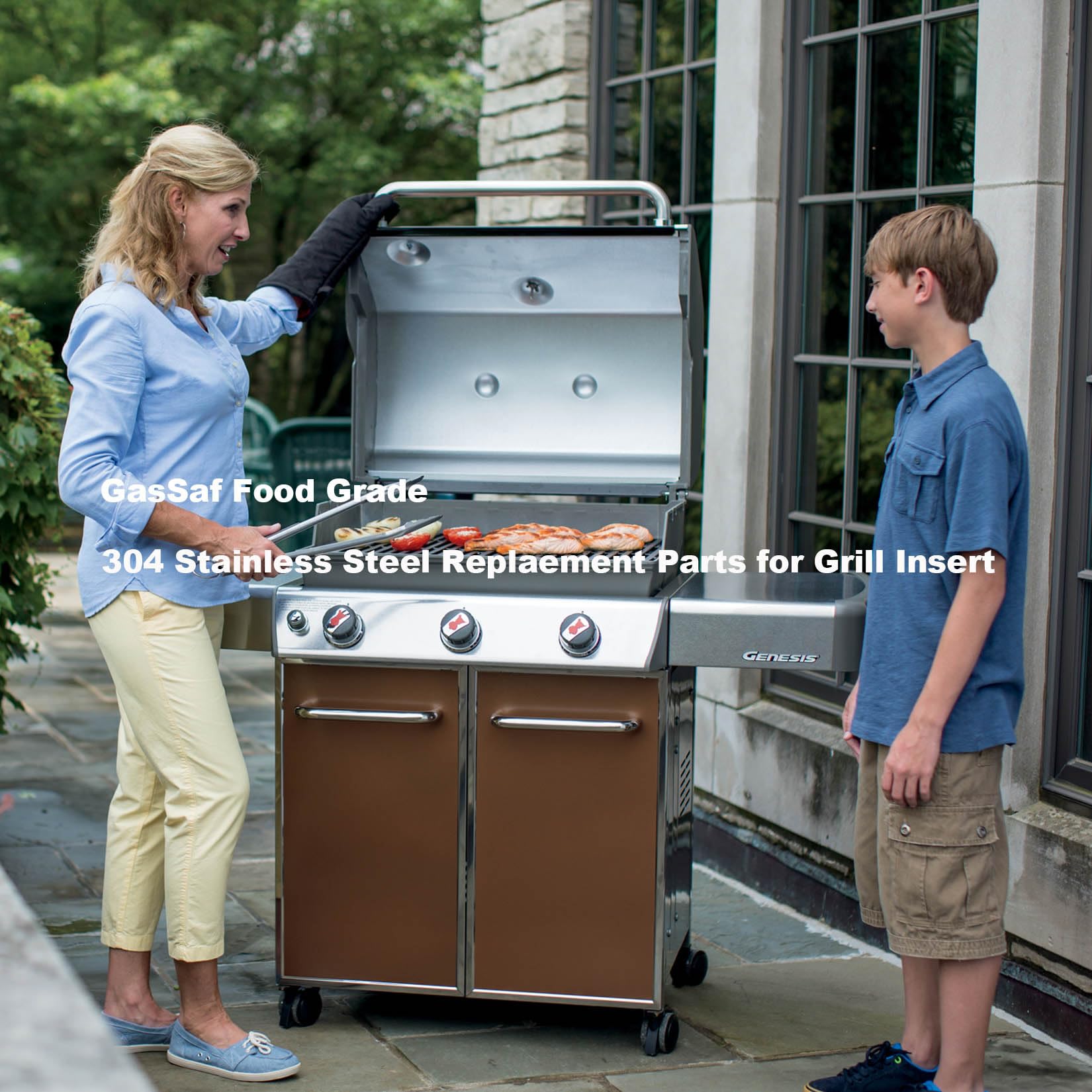 GasSaf 304 Heat Deflector 7622 Heizplatten für Weber Genesis 300 mit Frontbedienfeld, 304 Edelstahl Genesis 300 Grillteile