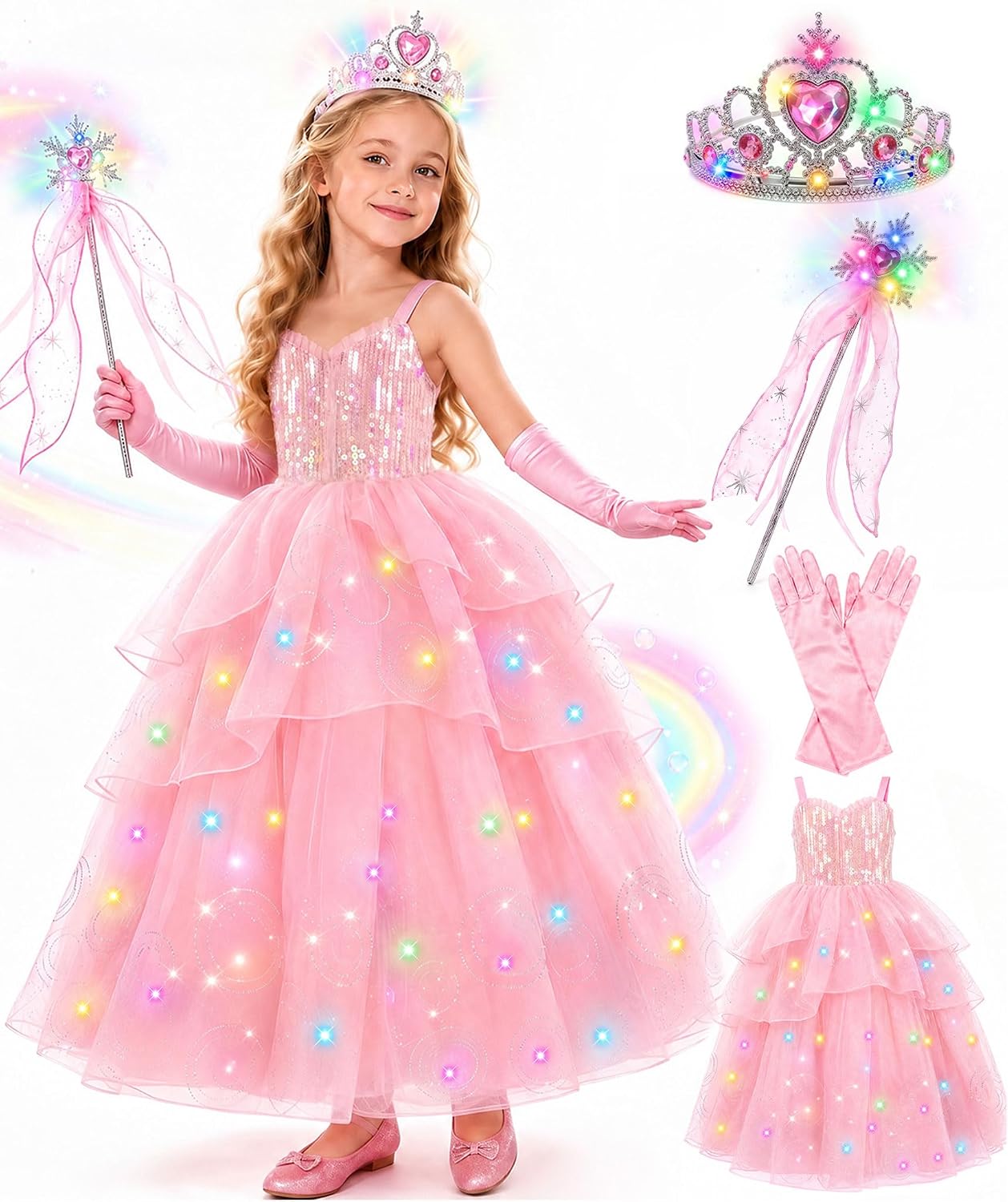 Good Witch Costume Princess Costume for Girls Pink Dress