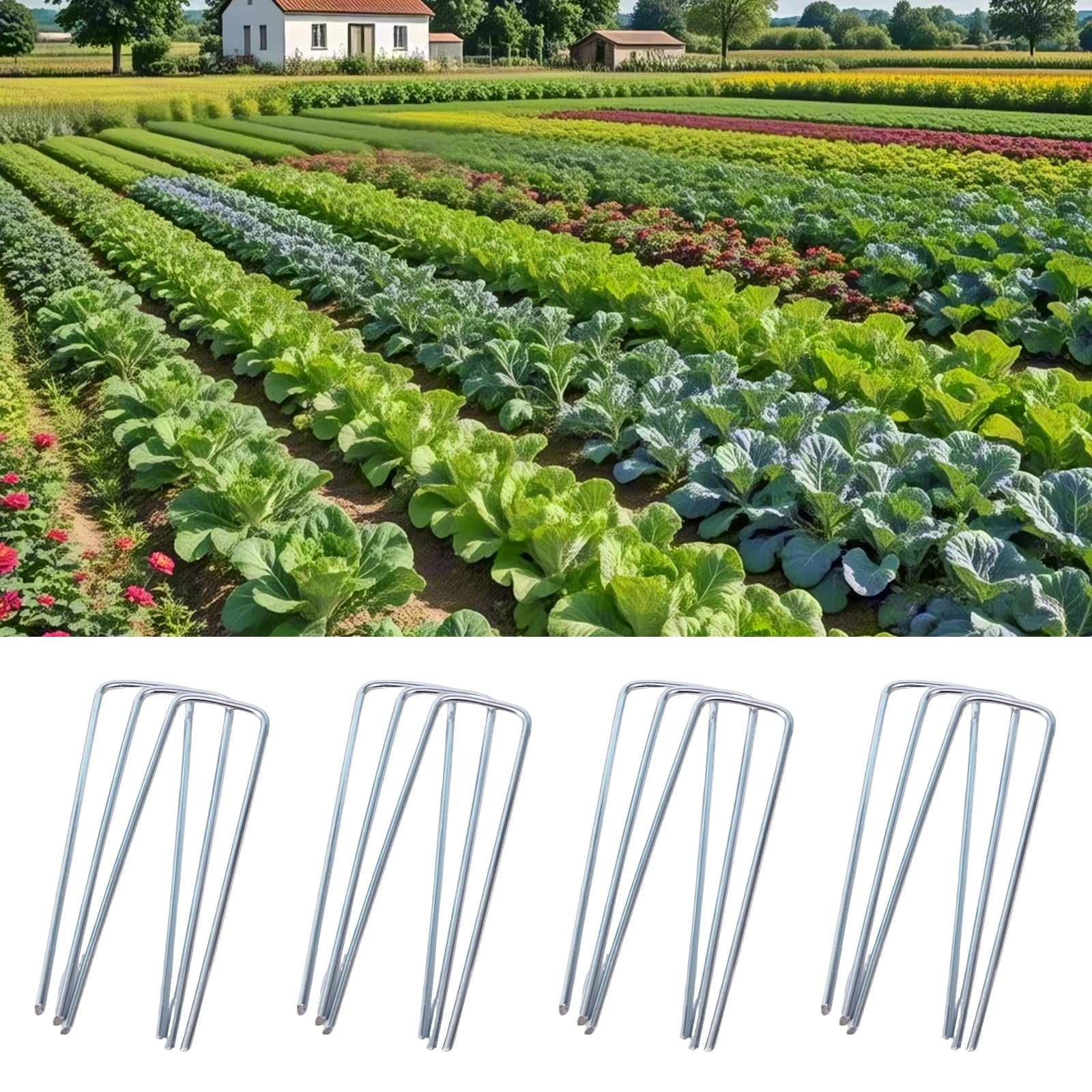 Clavijas de jardín de Alta Resistencia, Grapas de Paisaje de Acero galvanizado en Forma de U para Membrana de Control de malezas, Tela de Suelo de césped Artificial, Paquete d 100 Piezas 200x40mmØ3mm