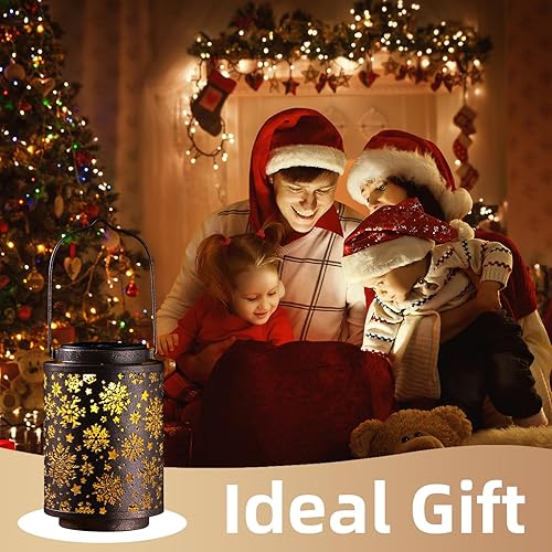 Miniatura 2 de Faroles solares impermeables para exteriores, luces colgantes de metal con copos de nieve, decoración de Navidad para jardín, patio, porche, regalos
