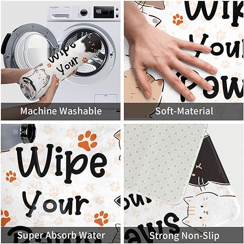 Miniatura 6 de Tapete de baño con diseño de gato, tapete de cocina, entrada, bonito tapete de baño de dibujos animados, lavable, antideslizante, para dormitorio,