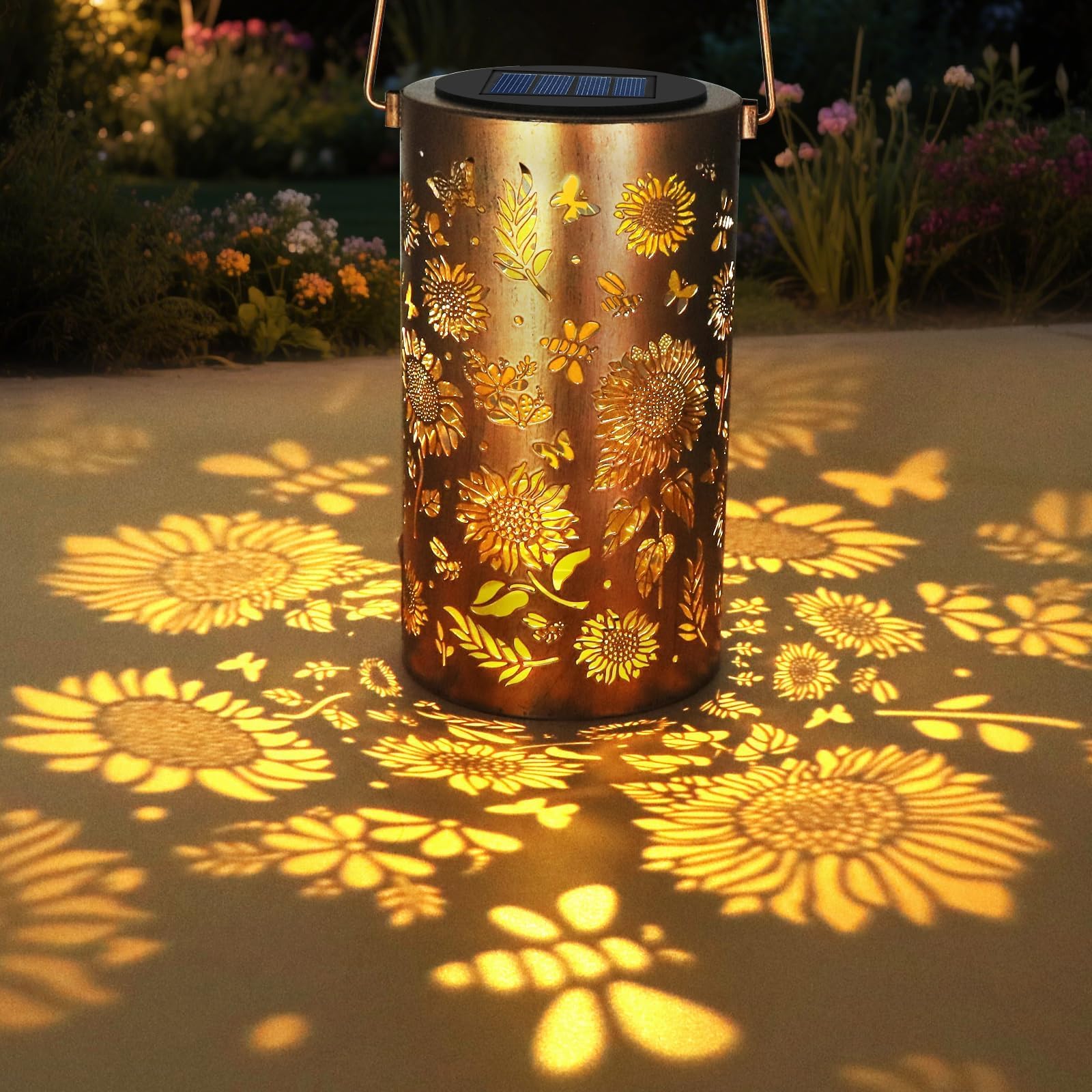 Mothers Day Gift for Mum Grandma Outdoor Solar Light Hanging Garden Decoration Sunflower Light