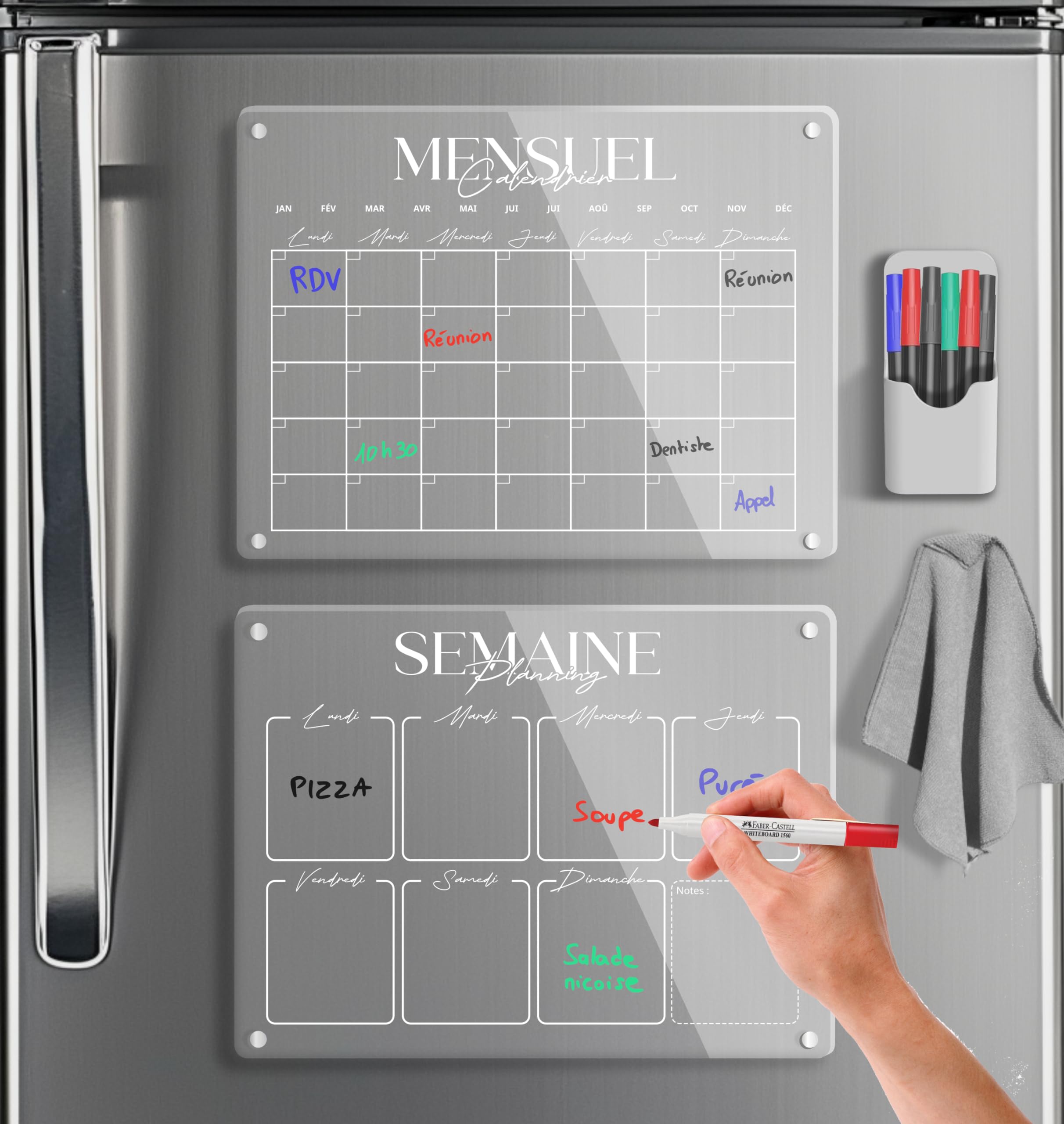 SKYCROO Calendrier Magnétique Transparent x2+ : Organisation Familiale Optimale
