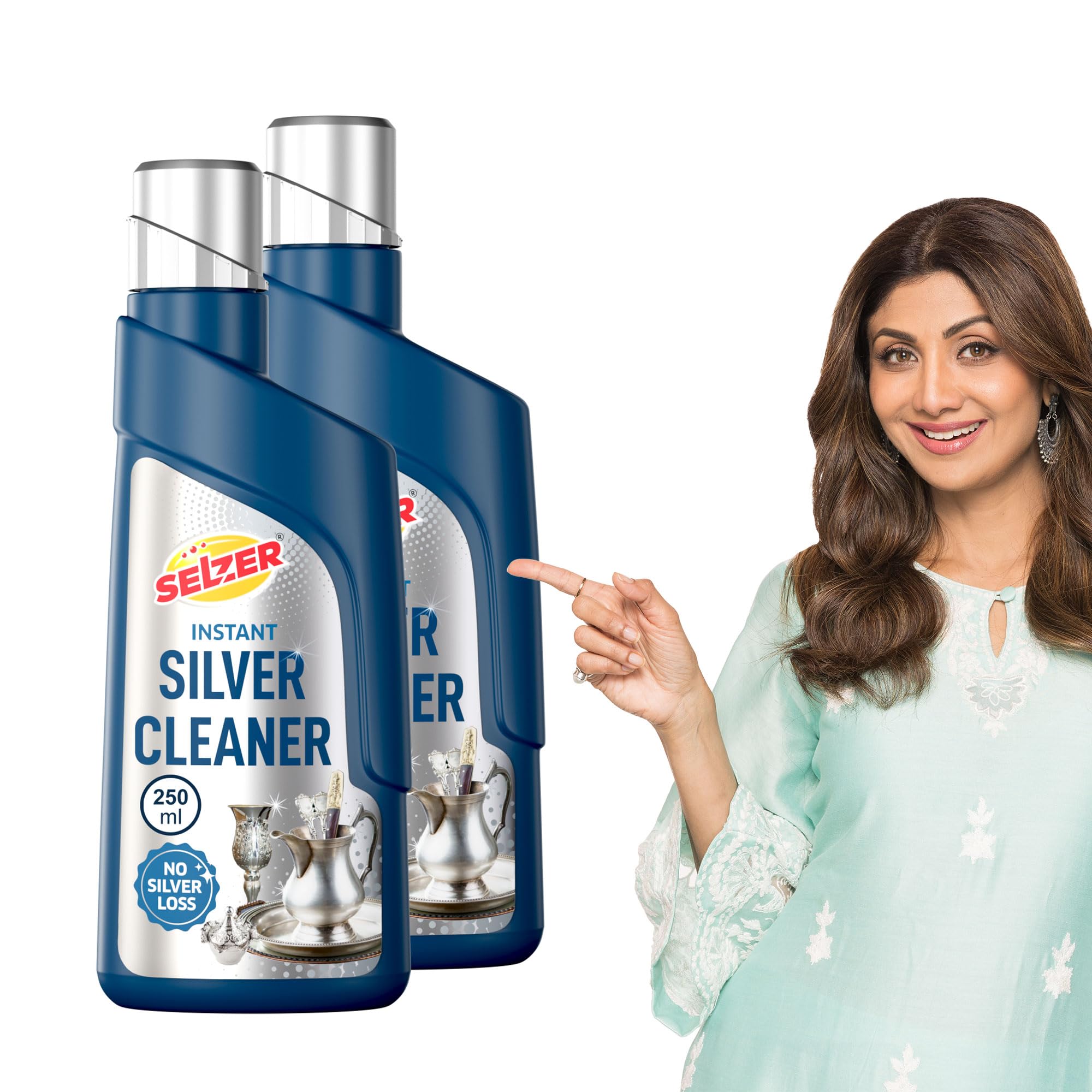Selzer Instant Silver Cleaner Liquid, Instant Cleaning For Jewellery, Articles And Silverware - No Silver Loss, 250ml (Pack of 2)
