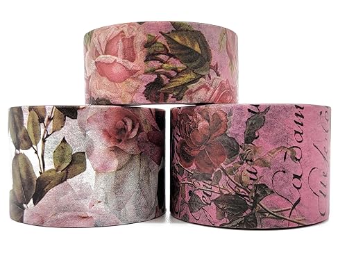 Serene Designs Juego de cintas washi vintage de rosas