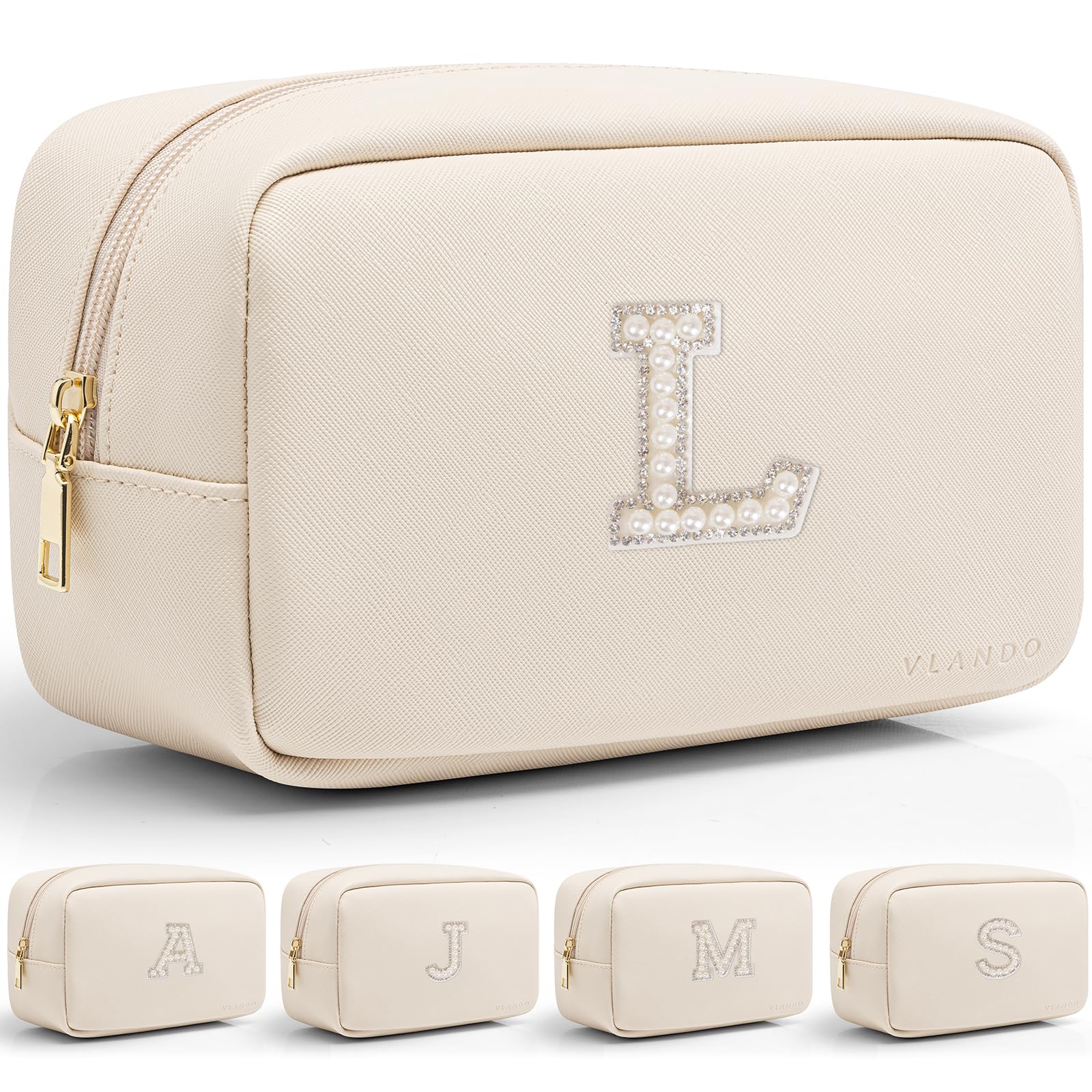 Vlando Trousse de Maquillage Voyage Perlée Zip Femme Demoiselle d'Honneur