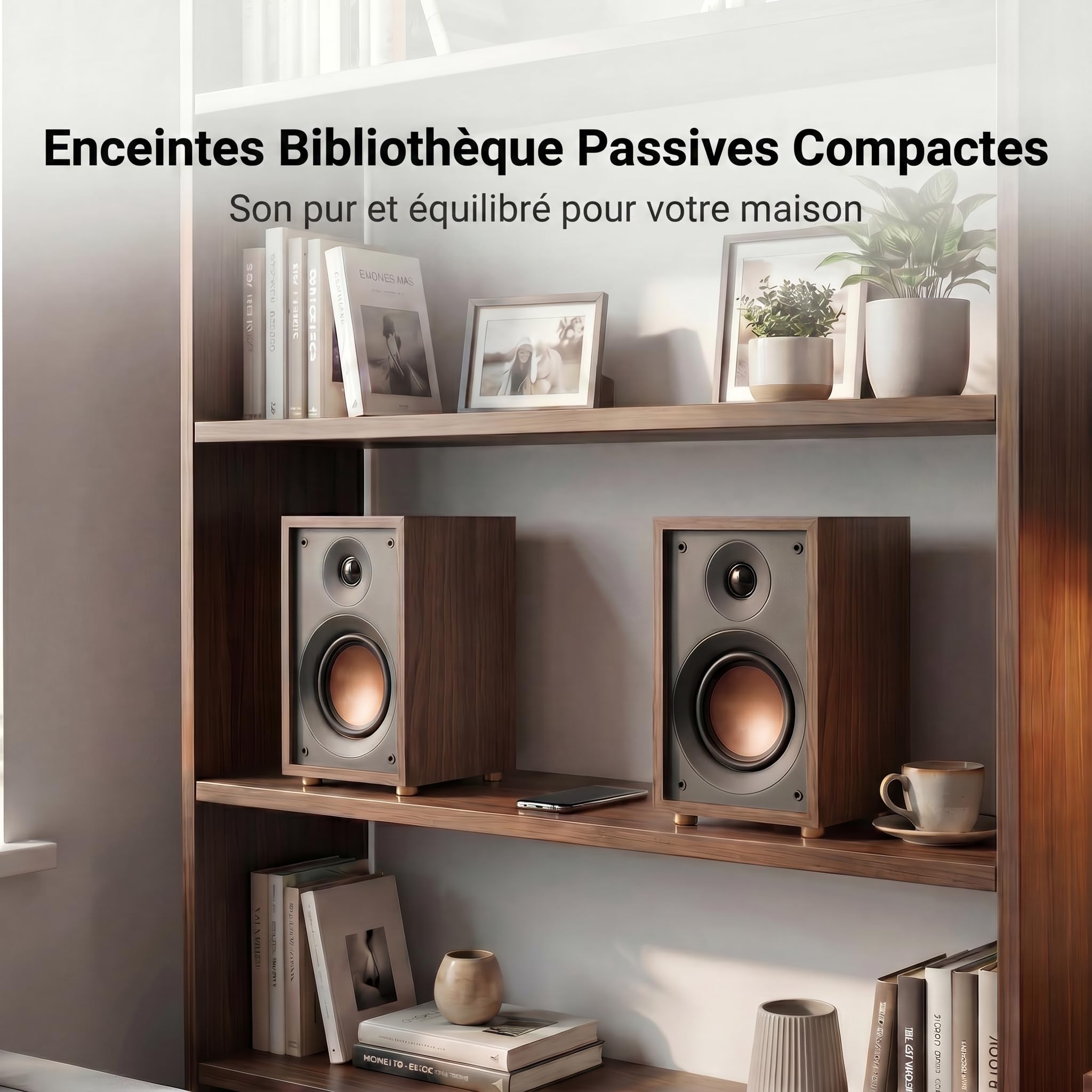 HiVi-Swans Oasis Enceinte Bibliothèque Passive, Enceinte Bass-Reflex 2 Voies avec Woofer 4 Pouces et Tweeter à Dôme 20 mm, 60 Hz–20 kHz, 4 Ω, 10–50 W, Enceinte Hi-FI Compacte pour la Maison