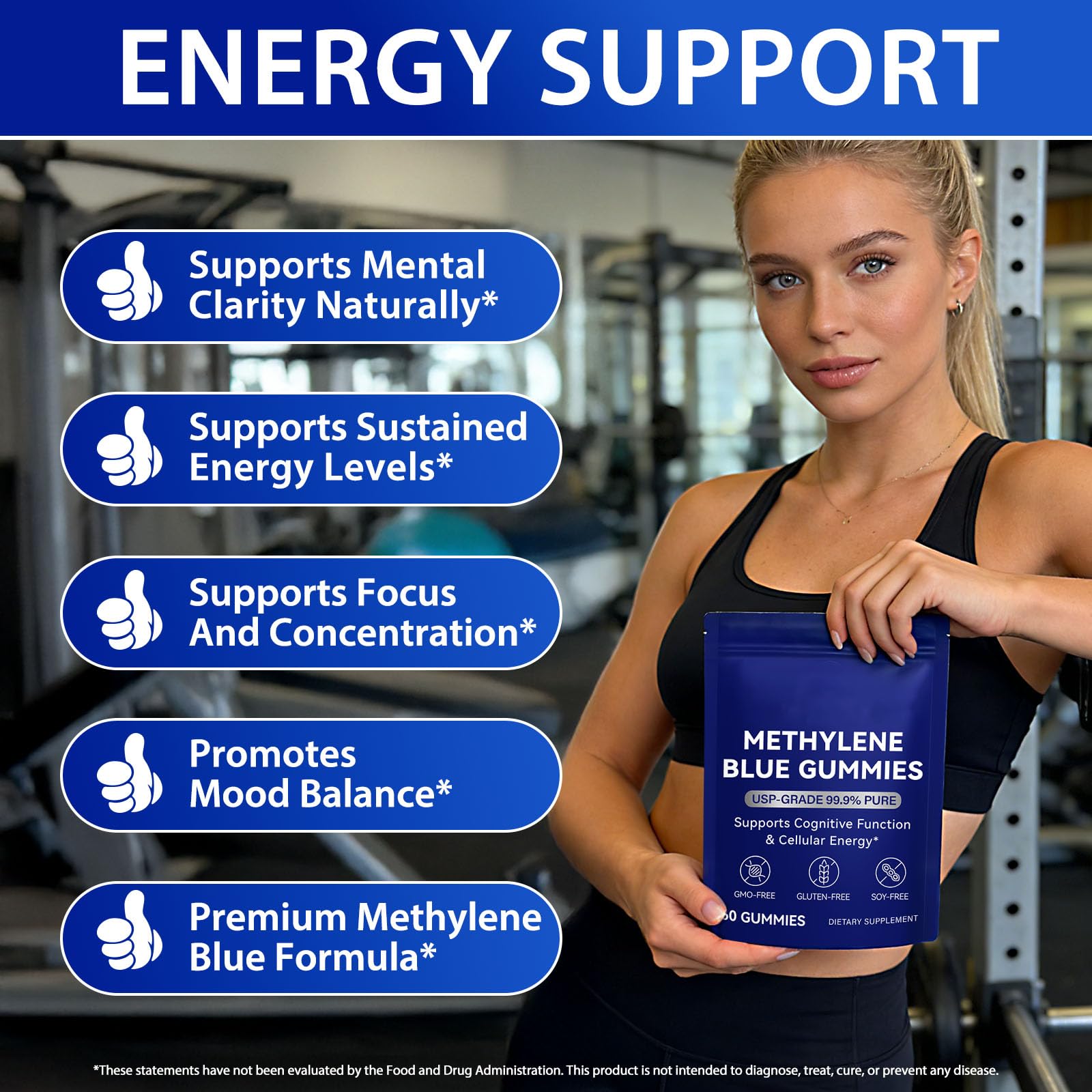 Methylene Blue Gummies 60ct - 5mg, 99.9% Pure - Supports Cognition, Focus, Cellular Energy & Antioxidant - Vegan, Non-GMO - Easy Gummy Format — Amazon image 5