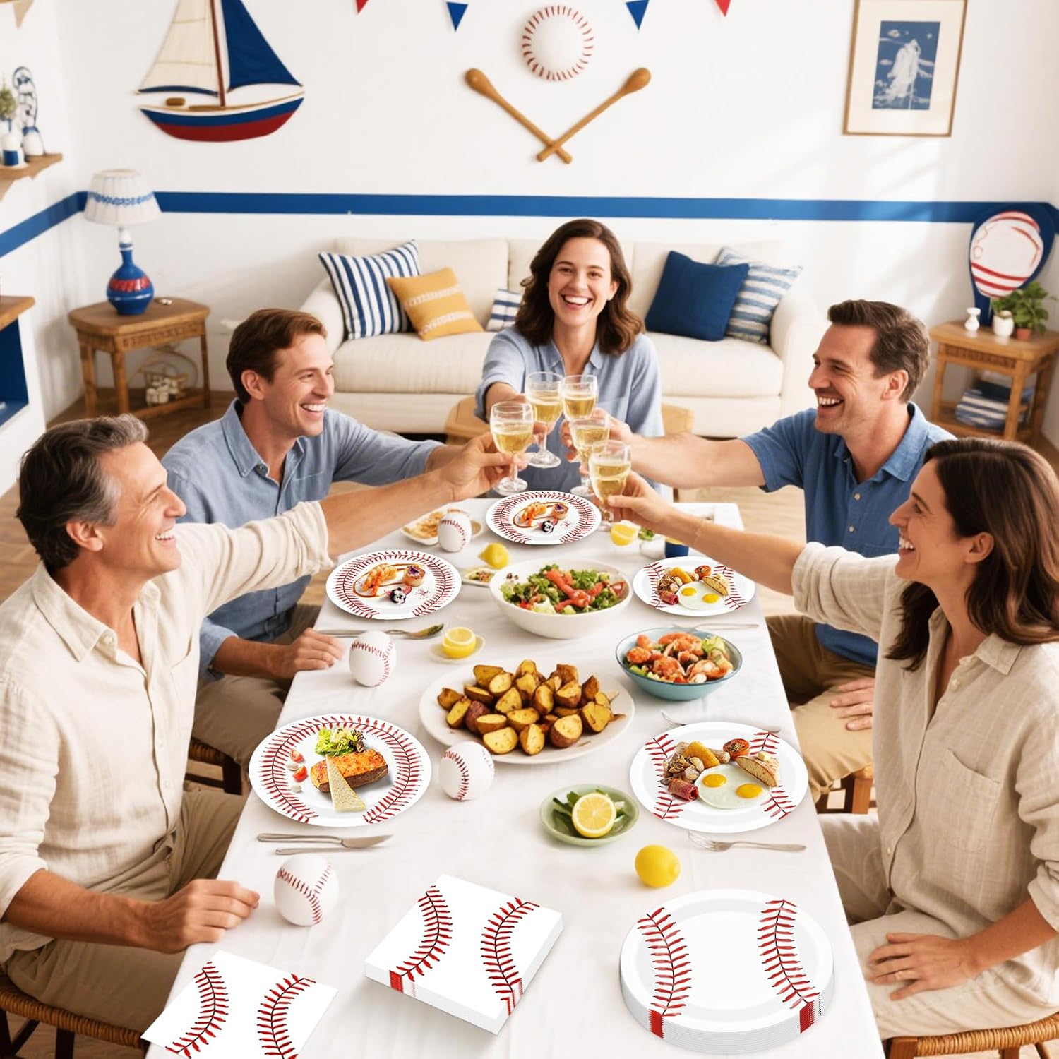 40 Pcs Baseball Plates and Napkins Sets - Baseball Party Supplies, Disposable Paper Dinner Plates and Napkin Tableware Kit for Sports Themed Baseballs Birthday Party Table Decorations, Serves 20