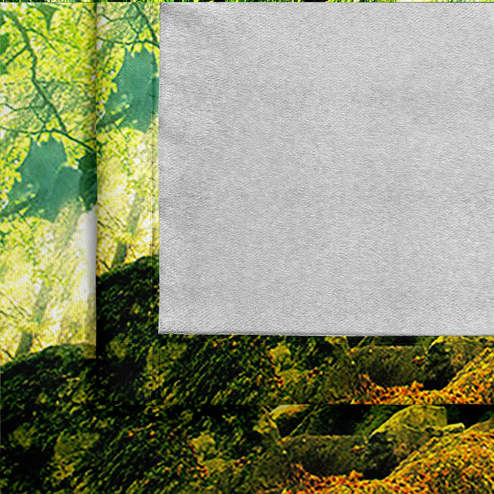 Gardinen Verdunkelung 2er Set 132x244CM, Vorhänge Blickdicht Fenster Natur Grün Bäume und Sonnenschein Verdunklungsvorhänge mit Ösen Jugendzimmer
