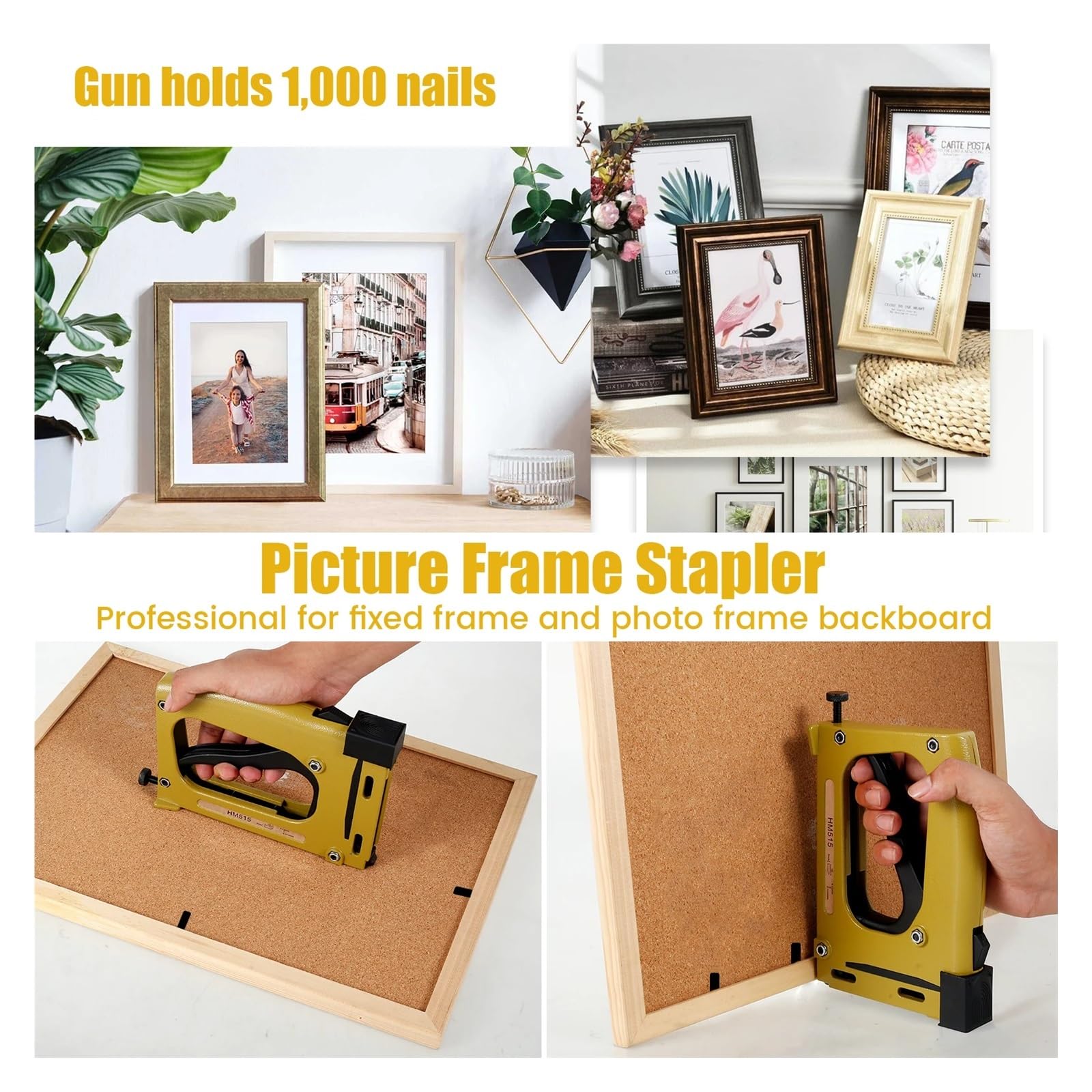 Sparachiodi, Picture Frame Gun Nailer with 1000pcs Nails Manual Flex Point Stapler Frame Pin Stapler Lightweight Point Nail Stapler