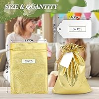 Vista 2 de DOYIDE 50 bolsas de regalo con cordón dorado, bolsas de joyería de 8 x 12 pulgadas, bolsas con cordón, bolsas brillantes para recuerdos de fiesta