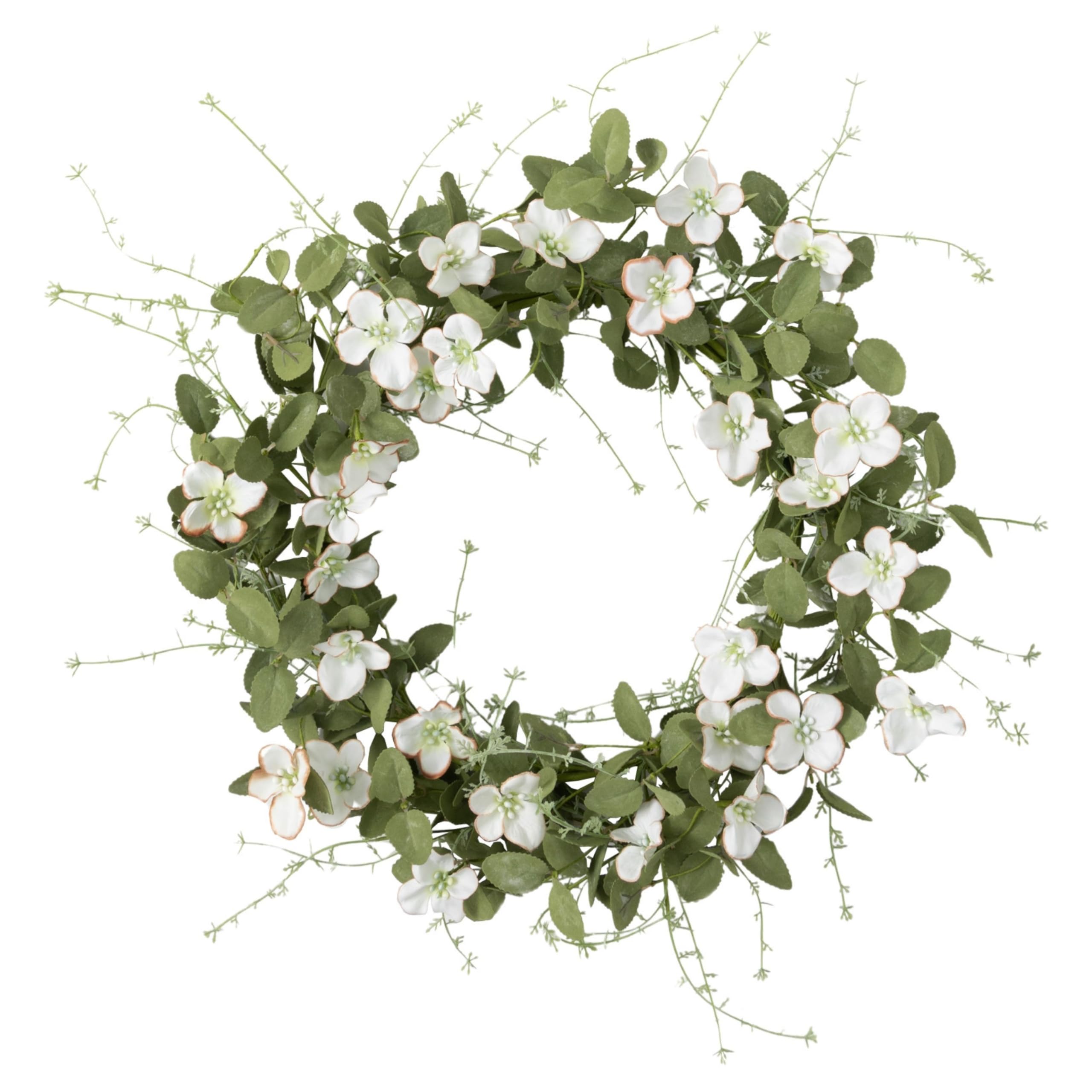 玄関リース♡ダリア＆ヤグルマソウのデュエット Amazon｜Sullivans 24インチ ホワイトフラワー ハナミズキ 春夏