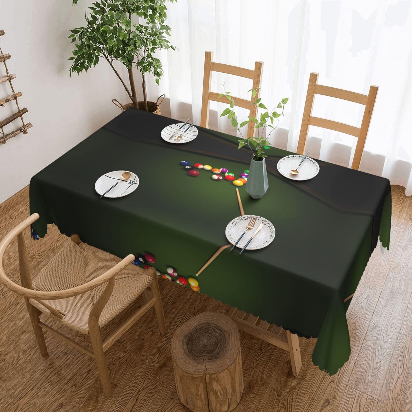 HLSBSSL Billiard Patterned square lace tablecloth, wrinkle-resistant and durable, suitable for dining tables, parties, etc.