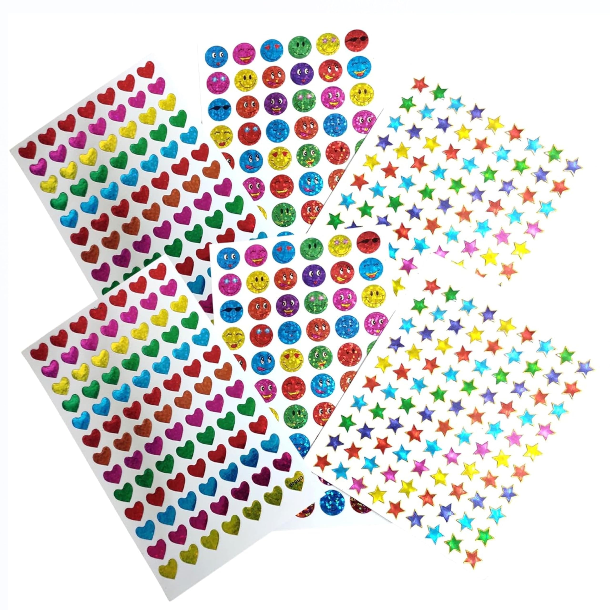 OWINAS,400 + craft Sparkle smiley heart star stickers (6 sheets),Kids and Teachers craft stickers,Kids Birthday Gift,Stickers ,Reward Stickers,Scrapbooking,Projects,Teacher's and Parent's Reward Stickers-image-25