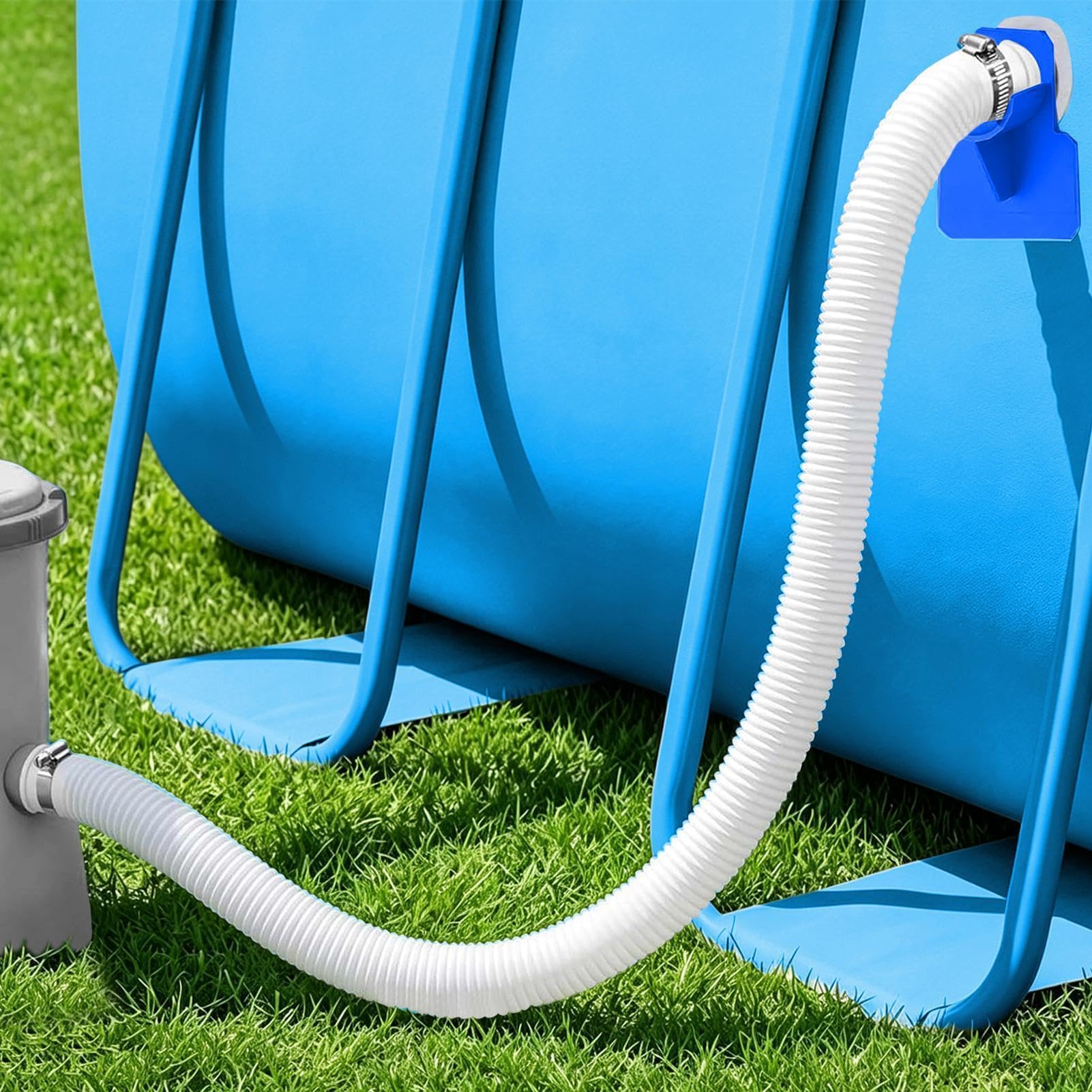 Tubo per pompa per piscina con morsetti tubo resistente | Tubi filtranti per piscine da 32 mm per giardino, cortile, patio, prato, estate, aggiornamento quotidiano di riparazione e