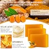 Kojic Acid Soap Vitamin C Soap Piece Turmeric Soap Piece Dark Stains Remover for Face and Body Moisturising Bath Soap for Acne Blackheads Deep Cleansing with Foam Net 3 x 100 g
