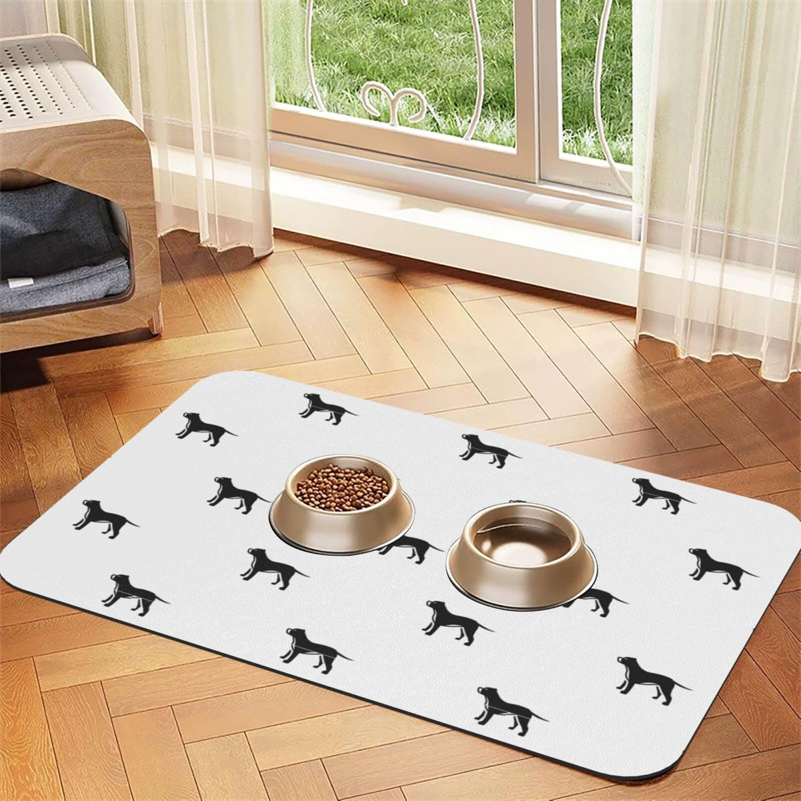 Pitbull Dogs Absorbent Dog Mats for Food and Water Waterproof Pet Bowl Liner Anti-Slip Dog Feeding Mats Quick Dry Pet Placemat to Protect Floors