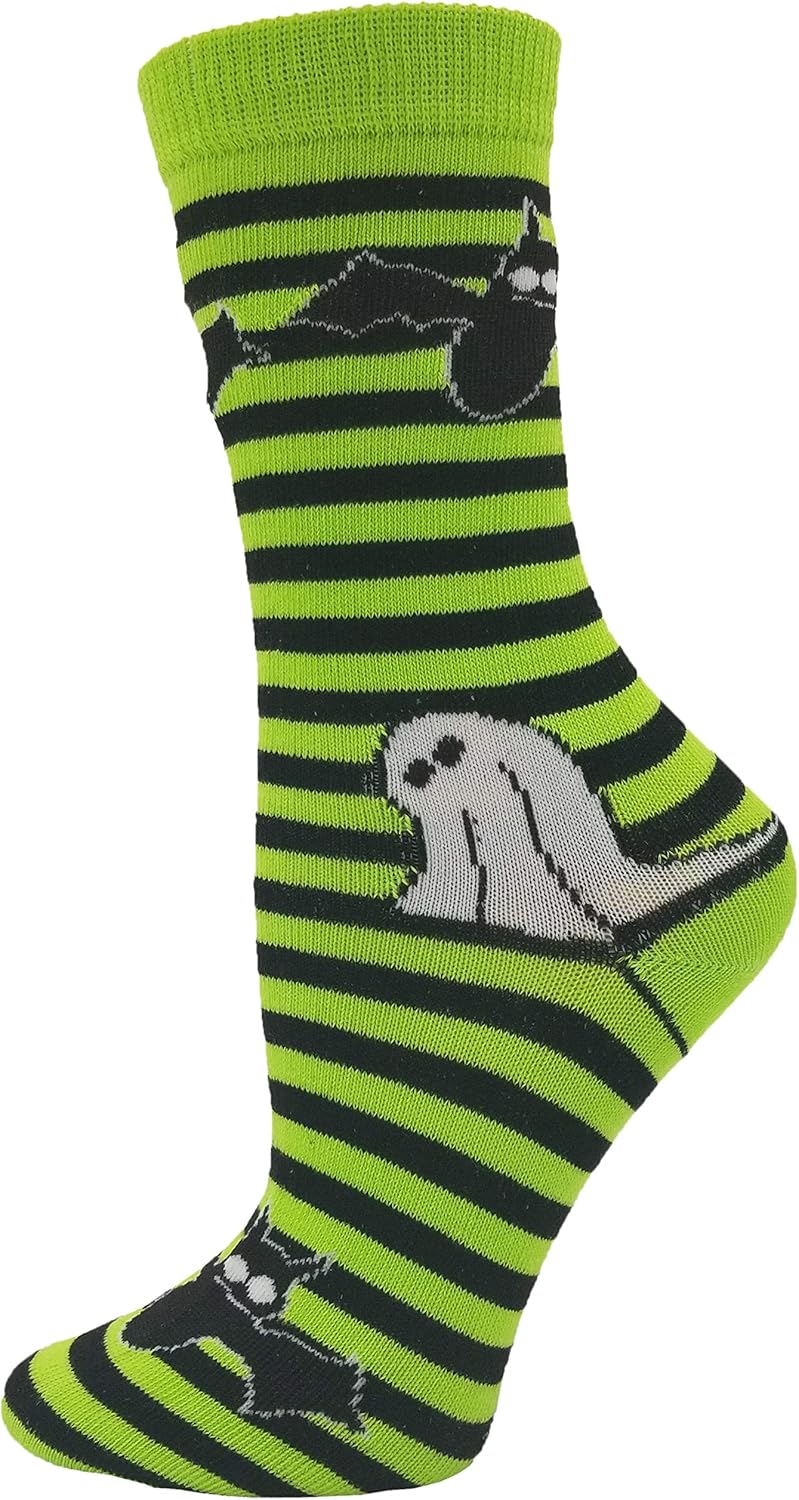 Halloween Socks for Women Girls, 12 Pairs Bats Pumpkins Ghosts Print, Colorful Pattern Novelty Cute - Image 3