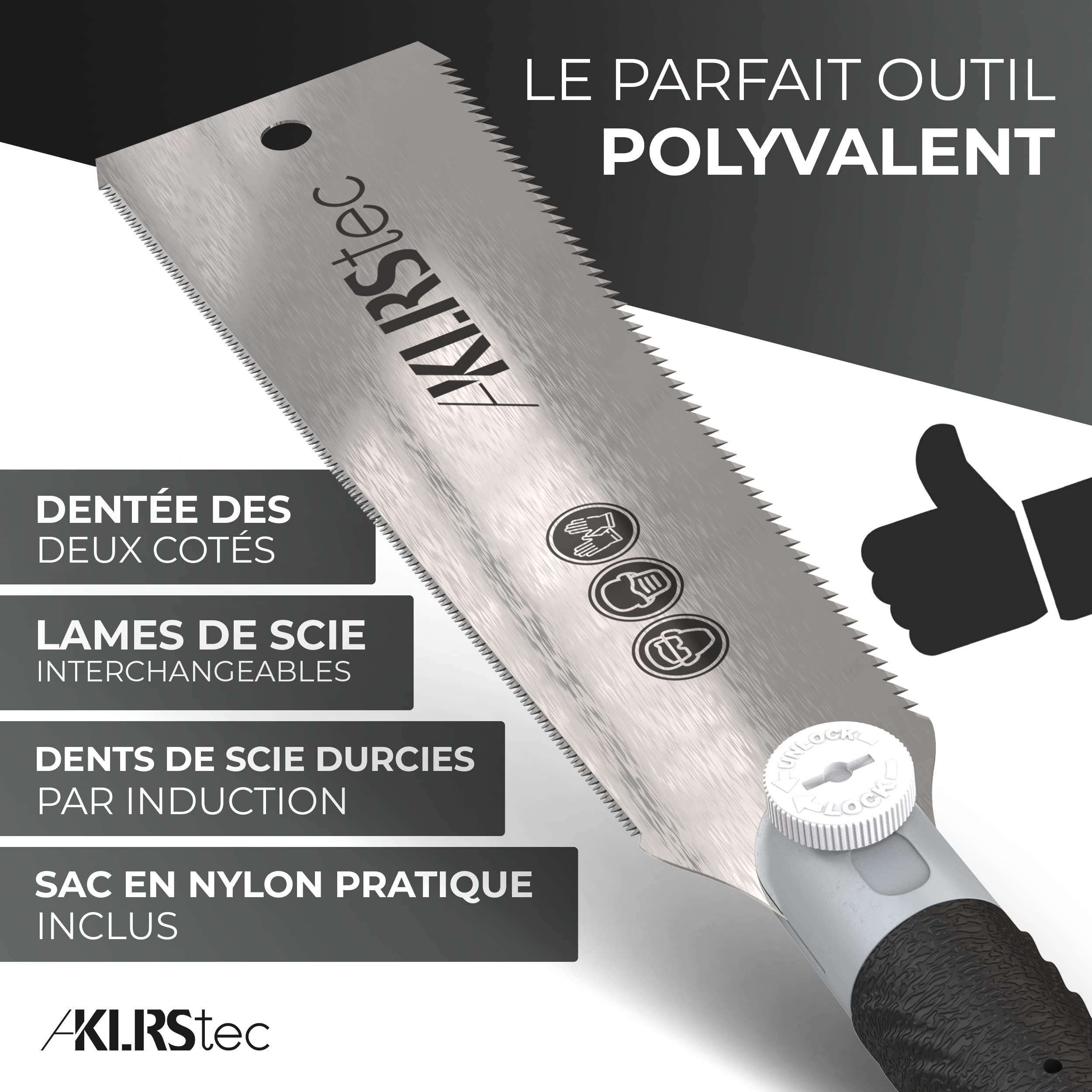 KLRStec® Professional Scie japonaise - Scie fine Ryoba 240mm - optimale pour le travail avec le bois et les matières plastiques