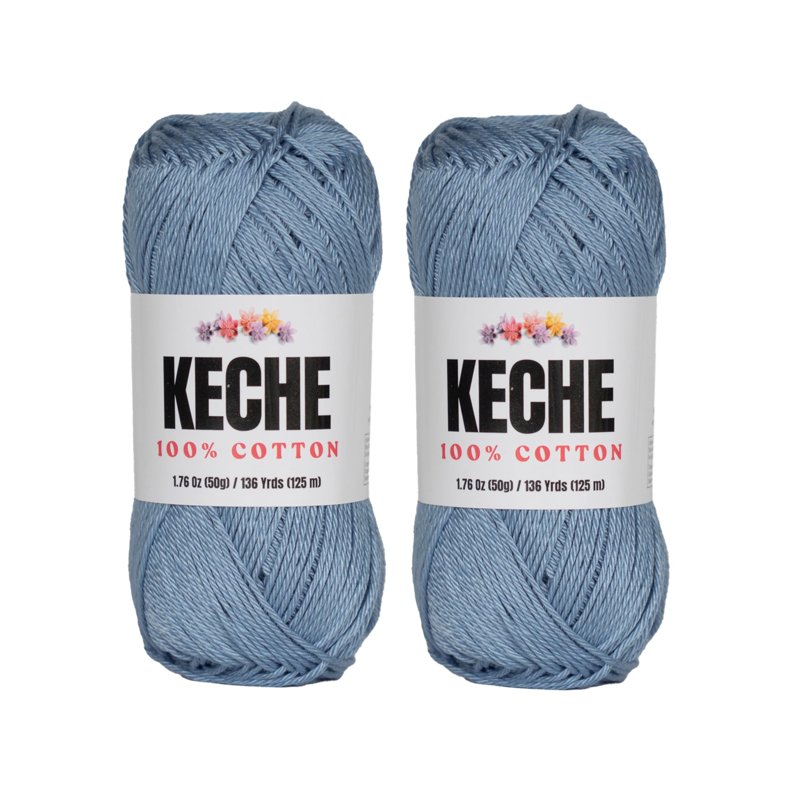 Cotton Yarn - 100% Cotton Yarn for Crocheting and Knitting, Mercerized Cotton Amigurumi Yarn Fine-Sport 2 1.76 oz (50g) / 136 Yrds (125 m) 2 Skeins -