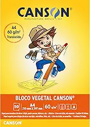 CANSON Escolar, Papel Vegetal Semitransparente em Bloco, Tamanho A4