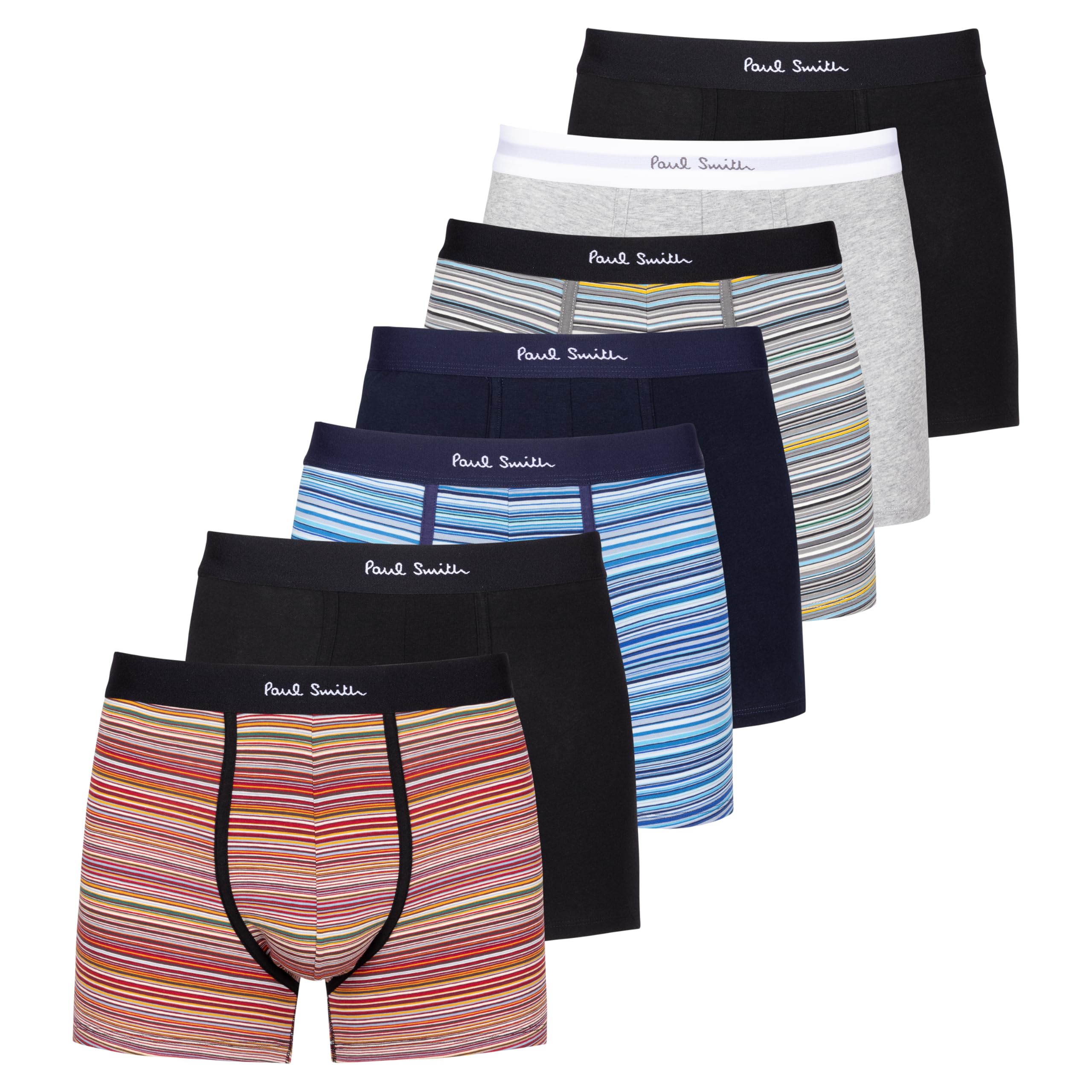 Paul Smith mens Long Signature Stripe Organic-cotton Boxer Briefs Seven Pack
