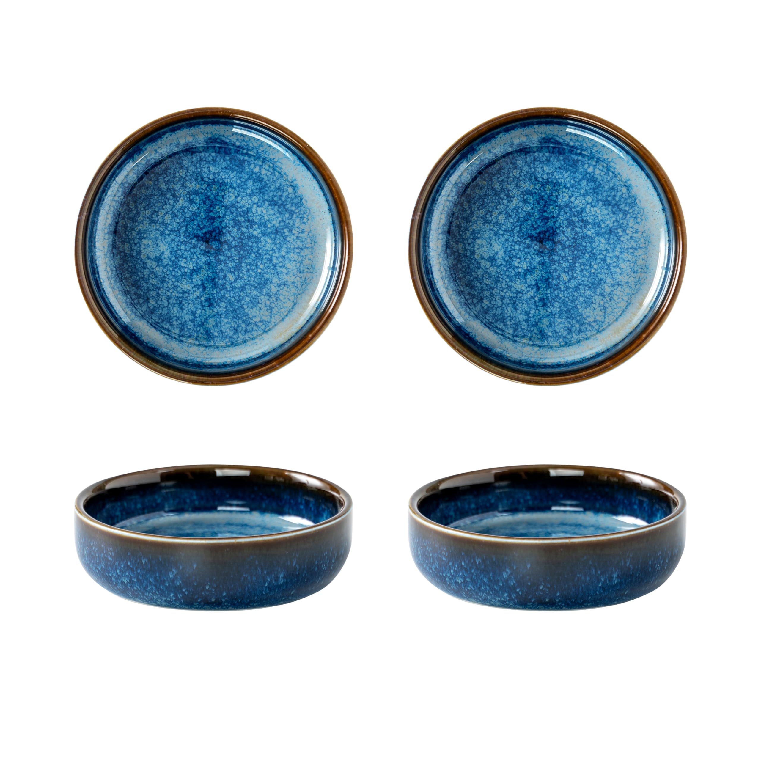 SHIDACHENG 4 Pack Soy Sauce Dish, Ceramic Dipping Bowls 2.5oz, Small Side Dishes for Dips Appetizer Snacks Condiments, Dishwasher & Microwave Safe