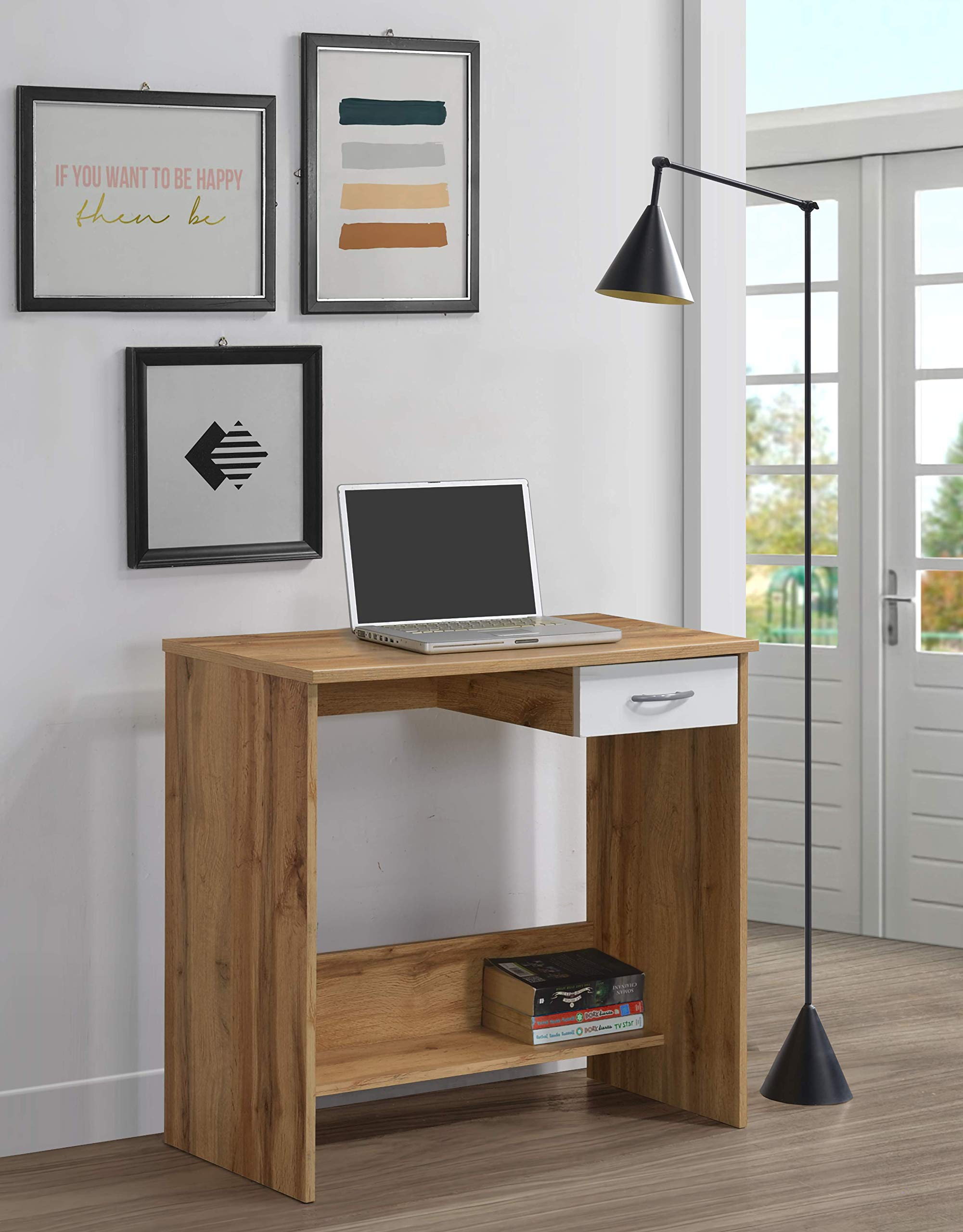 DeckUp Plank Siena Engineered Wood Study Table And Office Desk (Wotan Oak And White) (B08J42GGZZ) Amazon Price History, Amazon Price Tracker